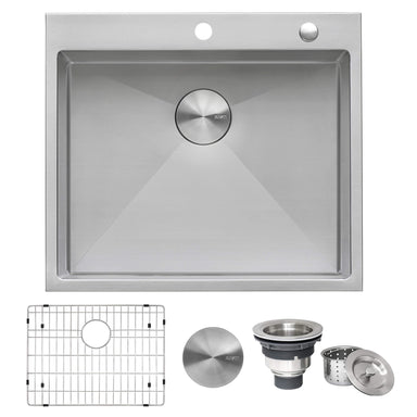 Ruvati 24" x 20" Drop-in 16 Gauge Stainless Steel Rounded Corners Topmount Kitchen Sink Single Bowl - RVH8014