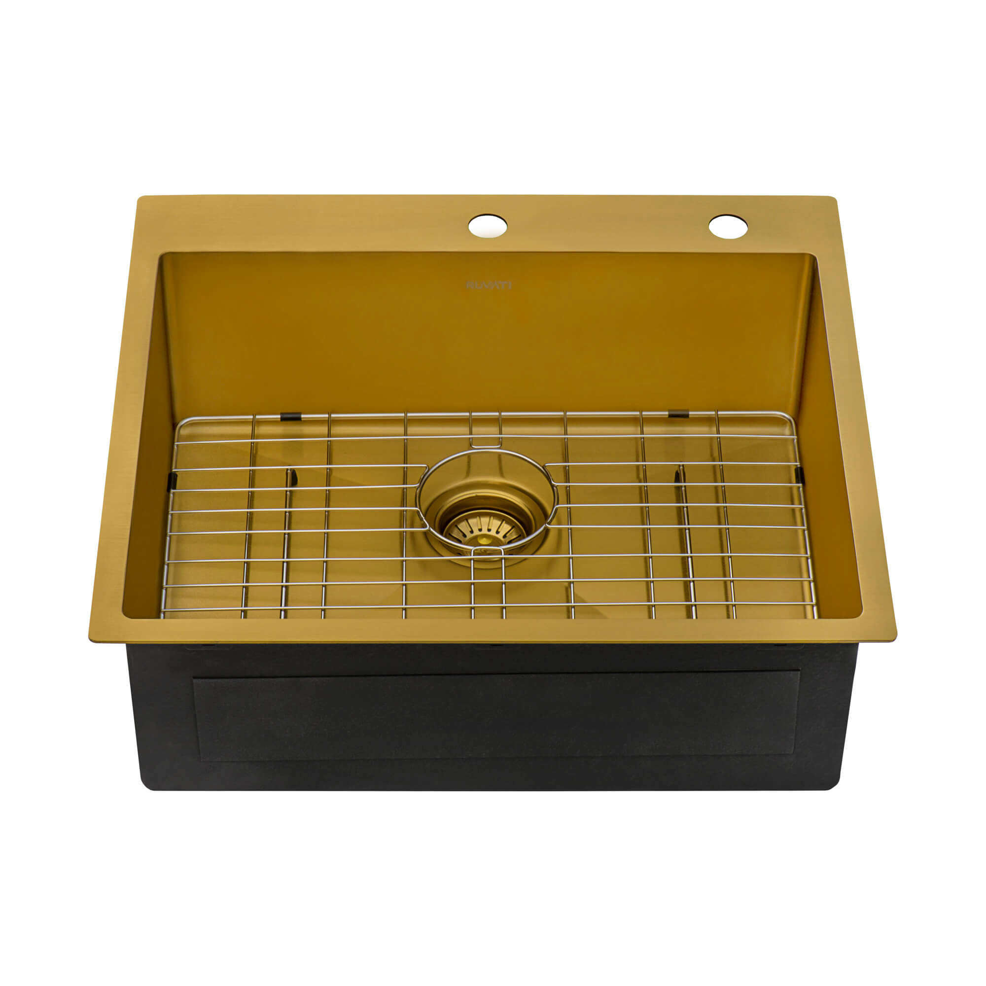 Ruvati 25" Brass Matte Gold Single Bowl Topmount Kitchen Sink