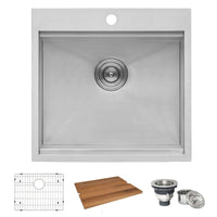 Ruvati 21" x 20" Topmount Laundry Utility Workstation Sink | 12" Deep