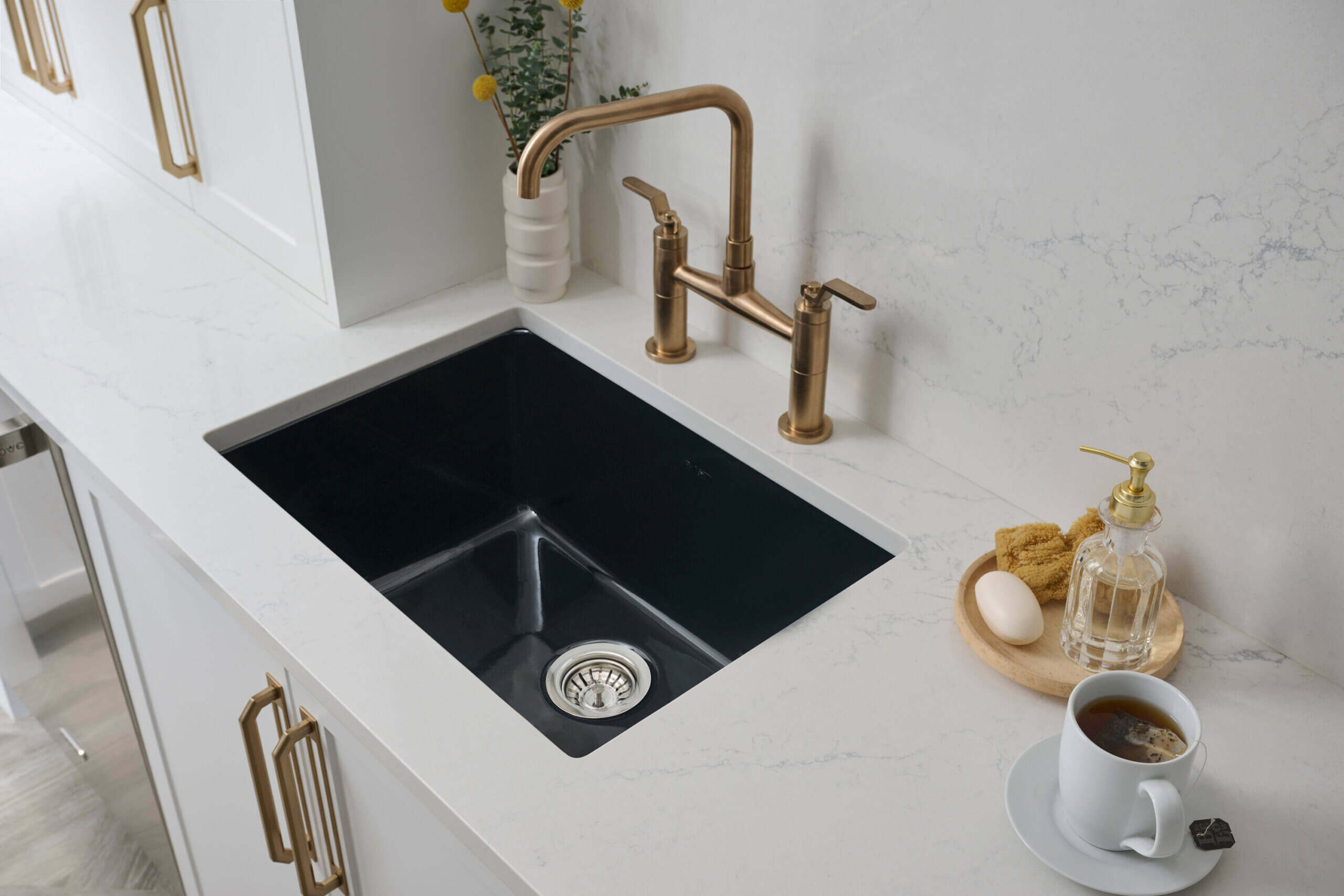 Ruvati 27" Black Fireclay Kitchen Sink | Made in Italy