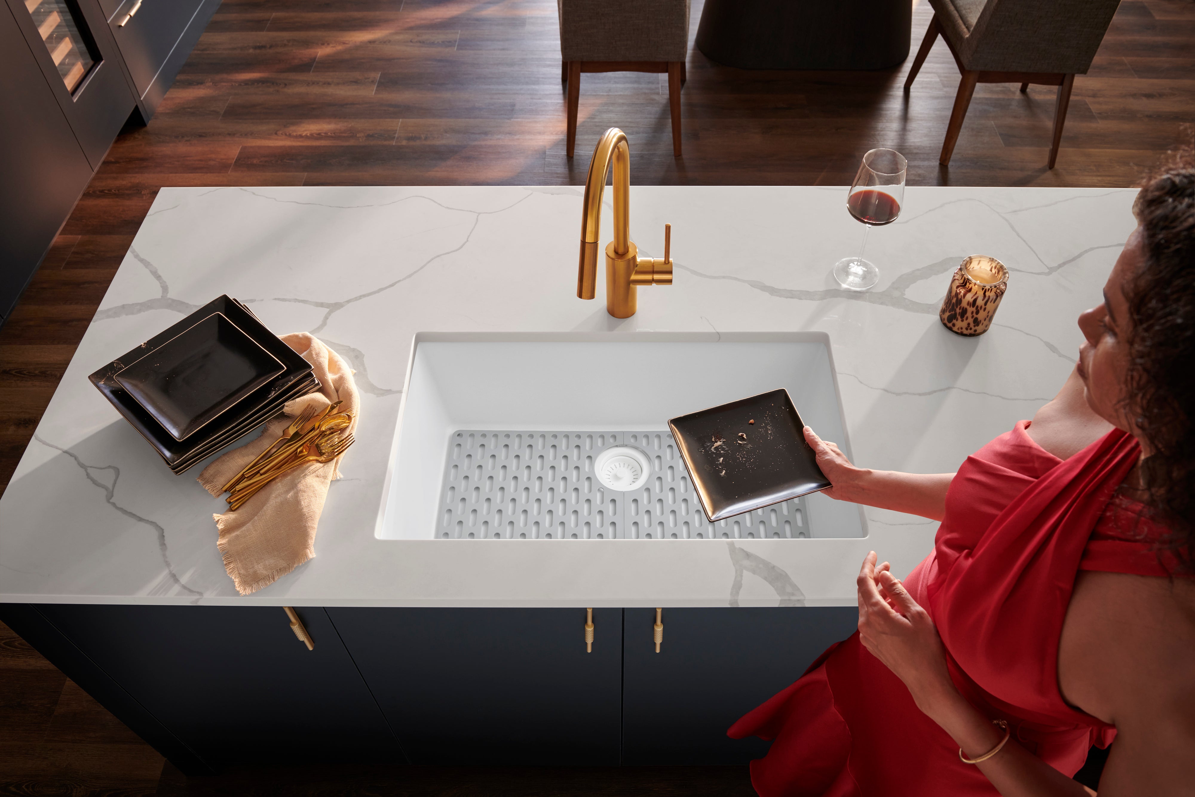 Ruvati 27" Composite Undermount Single Bowl Kitchen Sink in Arctic White