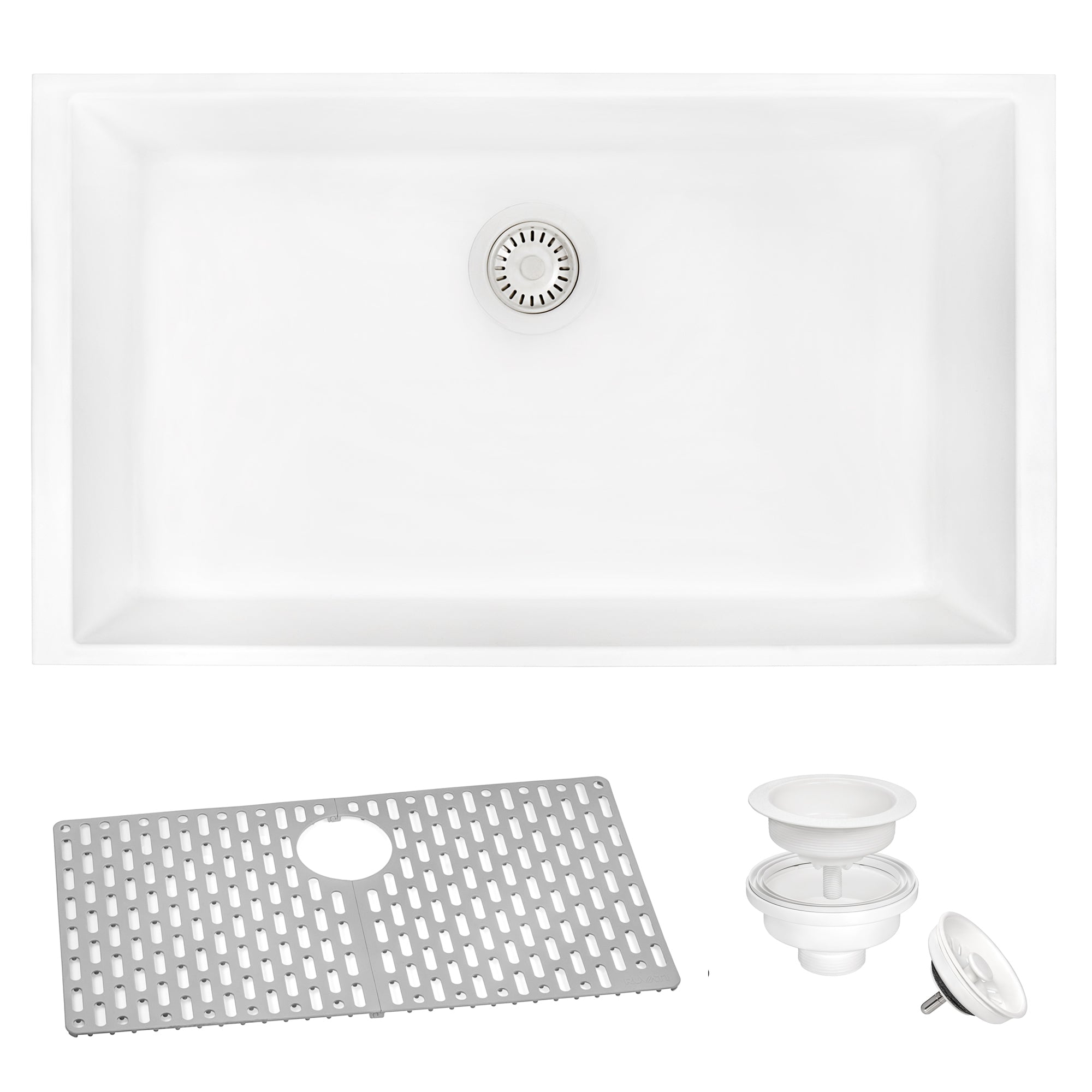 Ruvati 27" Composite Undermount Single Bowl Kitchen Sink in Arctic White