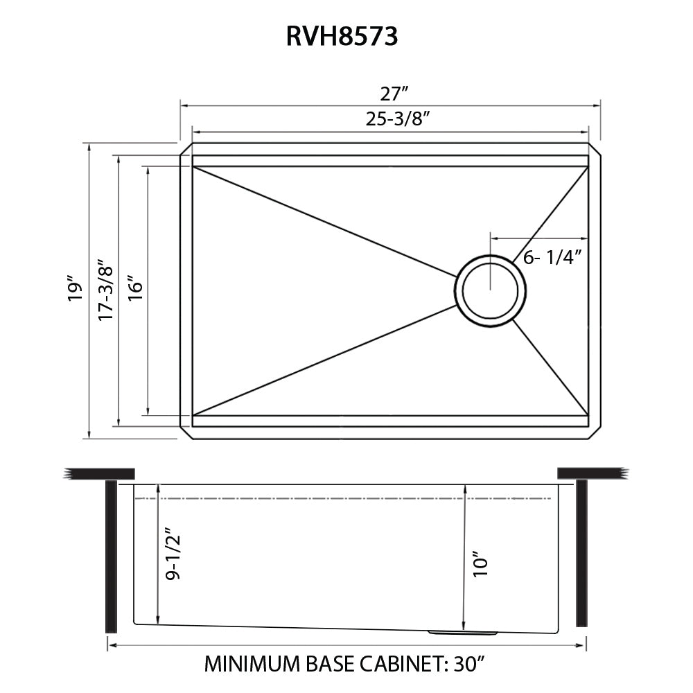 Ruvati 27" Undermount Workstation Offset Drain Kitchen Sink