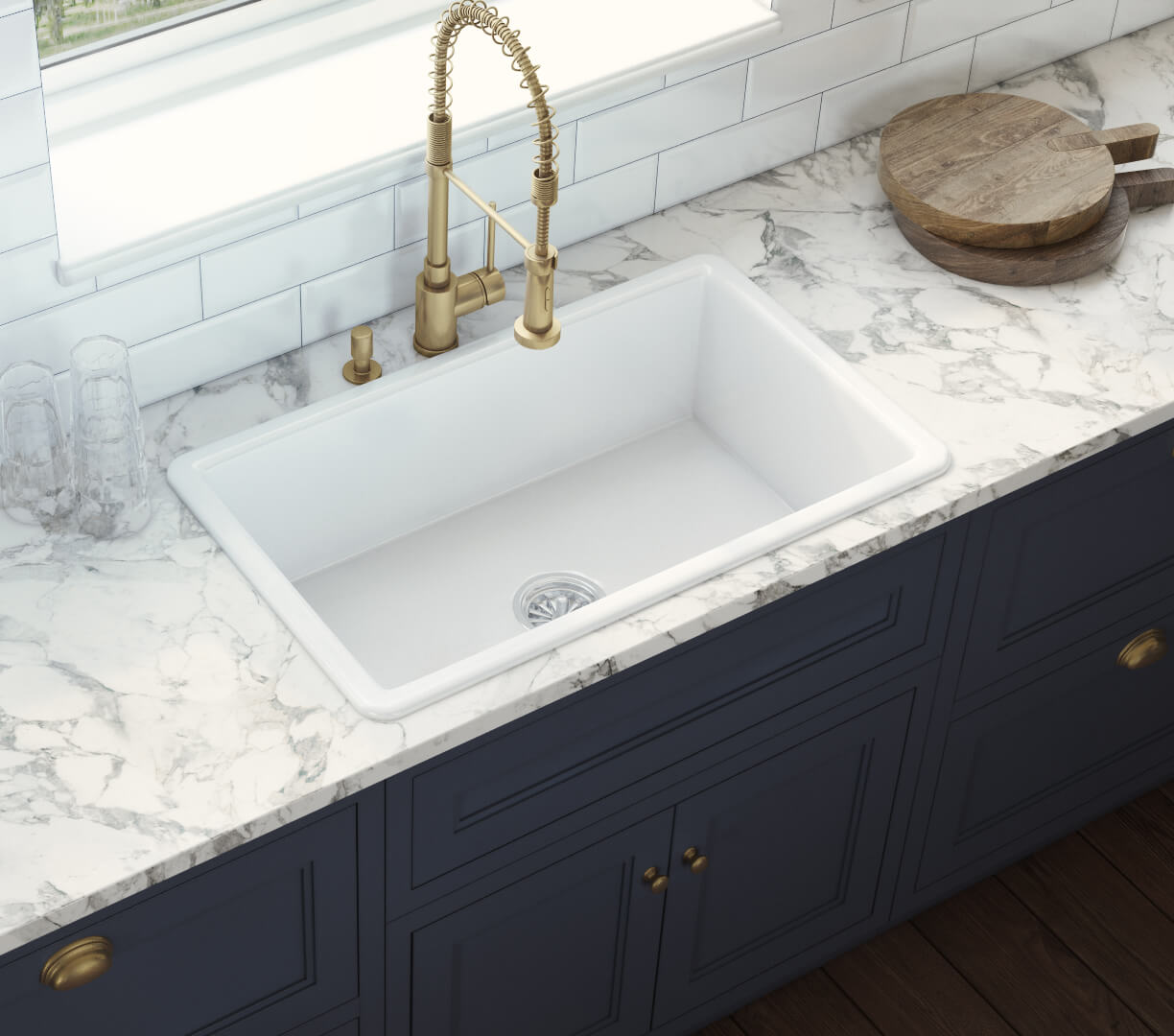 Ruvati 27" White Fireclay Kitchen Sink | Made in Italy