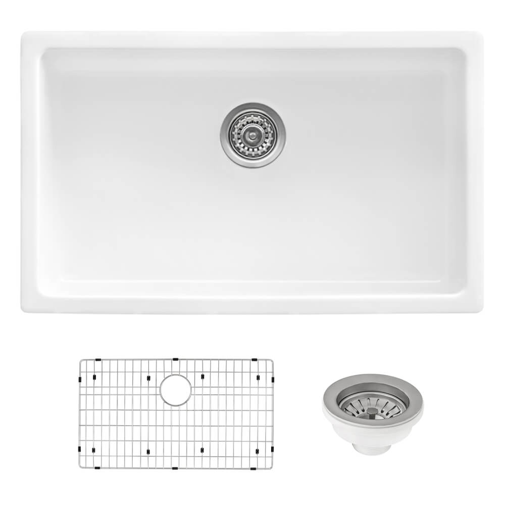 Ruvati 27" White Fireclay Kitchen Sink | Made in Italy