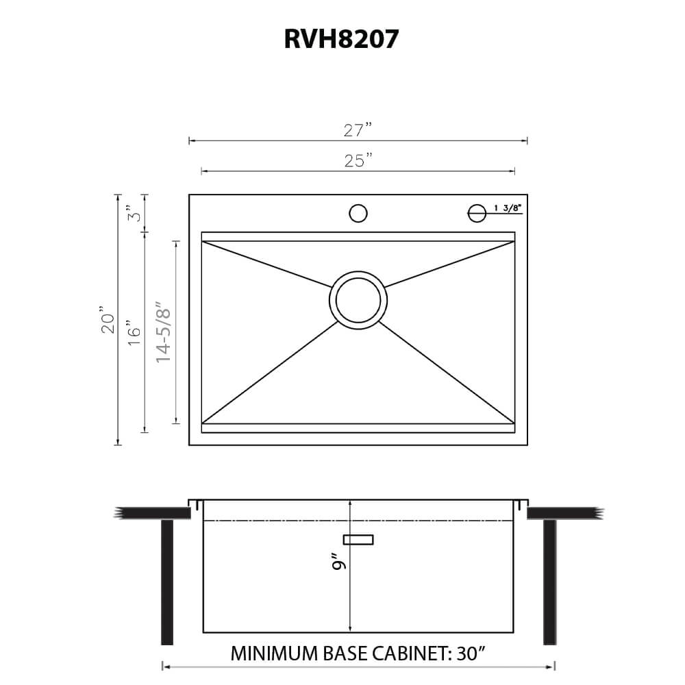 Ruvati 27" x 20" Topmount Workstation Kitchen Sink
