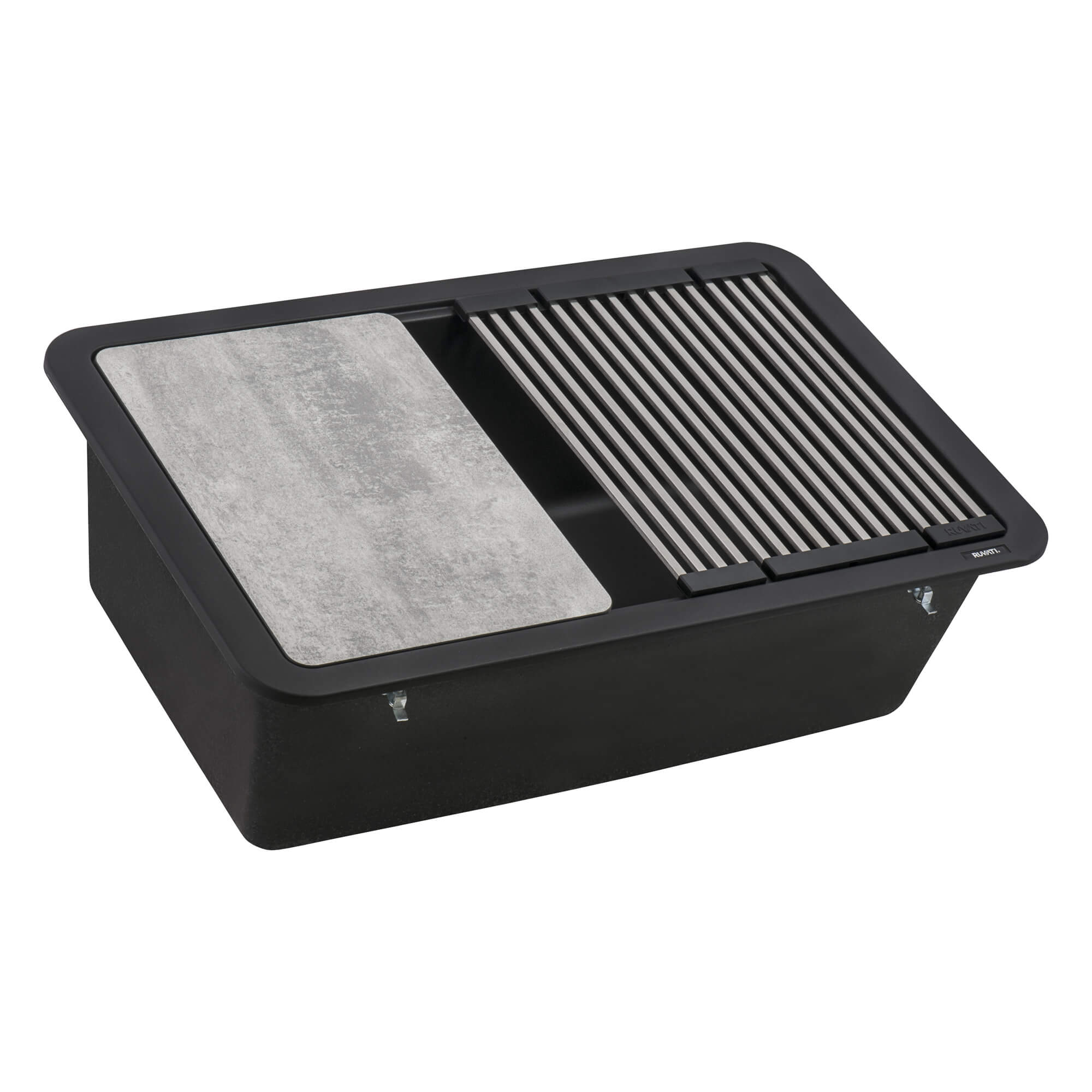 Ruvati 30" Dual Mount Composite Workstation Kitchen Sink in Black