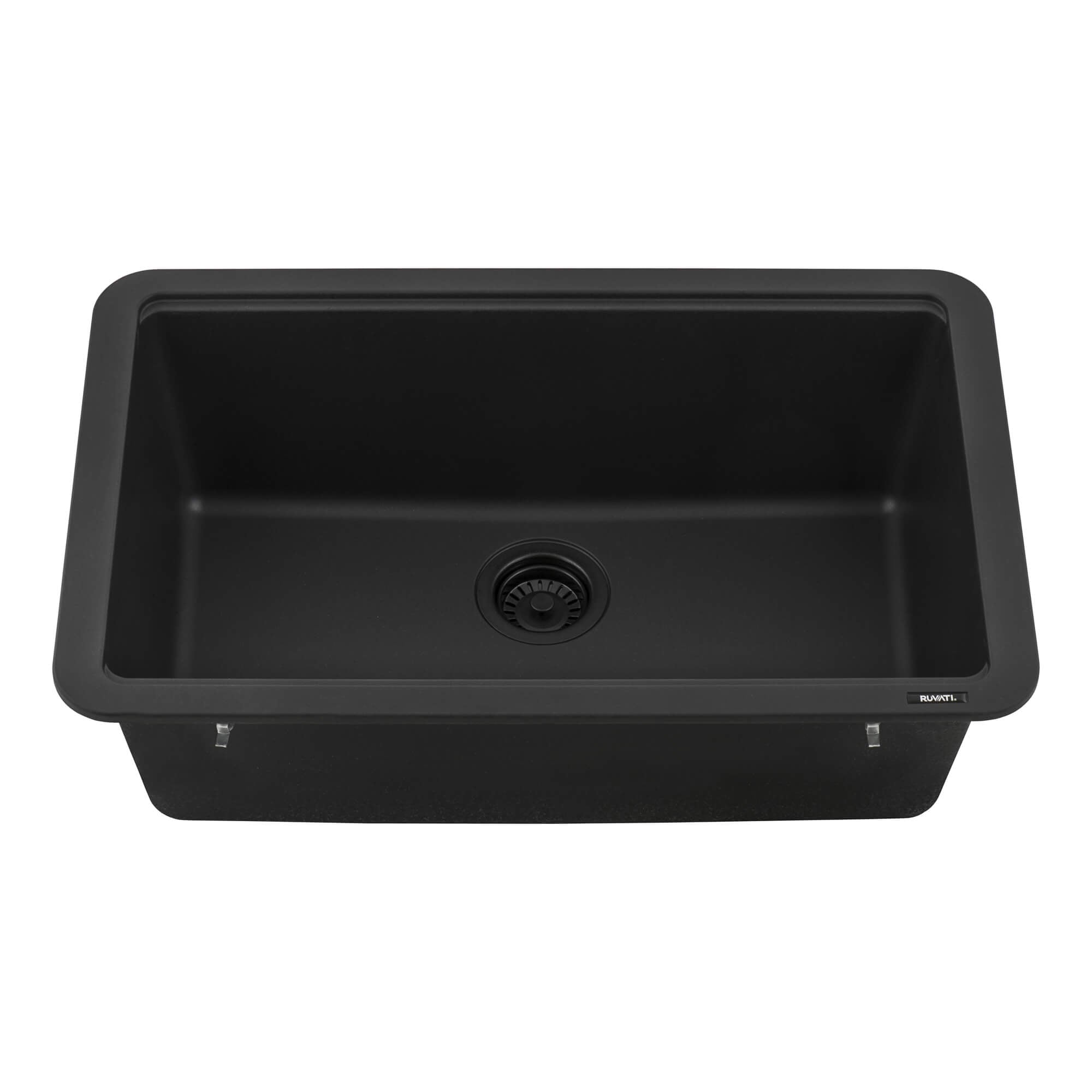 Ruvati 30" Dual Mount Composite Workstation Kitchen Sink in Black