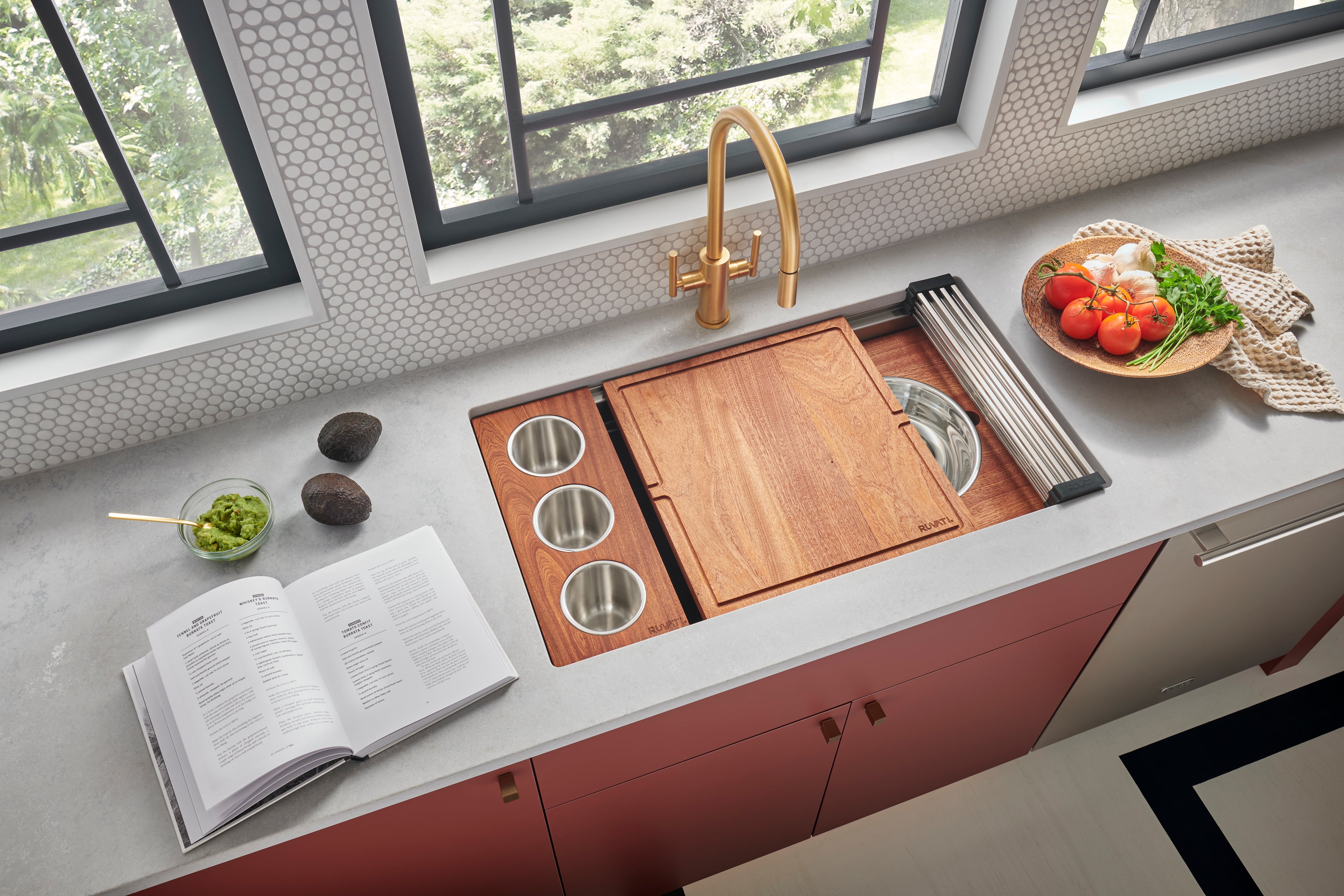 Ruvati 33" Double Ledge Zero Radius Stainless Steel Workstation Kitchen Sink