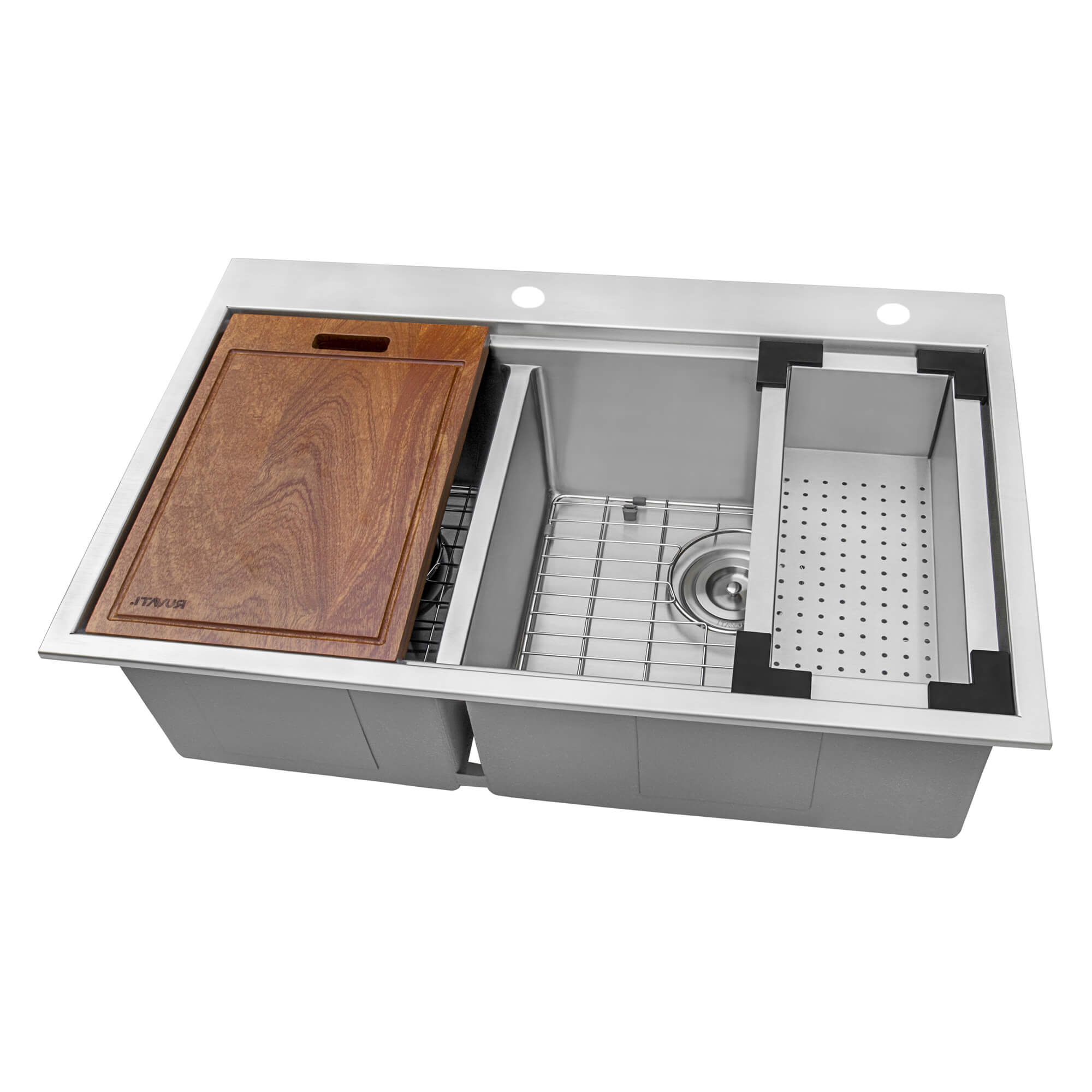 Ruvati 33" Drop-in 40/60 Workstation Double Bowl Sink