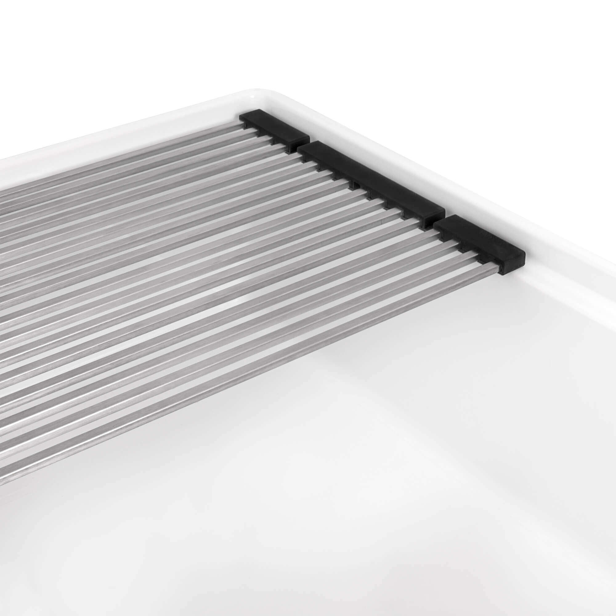 Ruvati 33" Fireclay Workstation White Farmhouse Kitchen Sink Apron Front Single Bowl - RVL2387WH