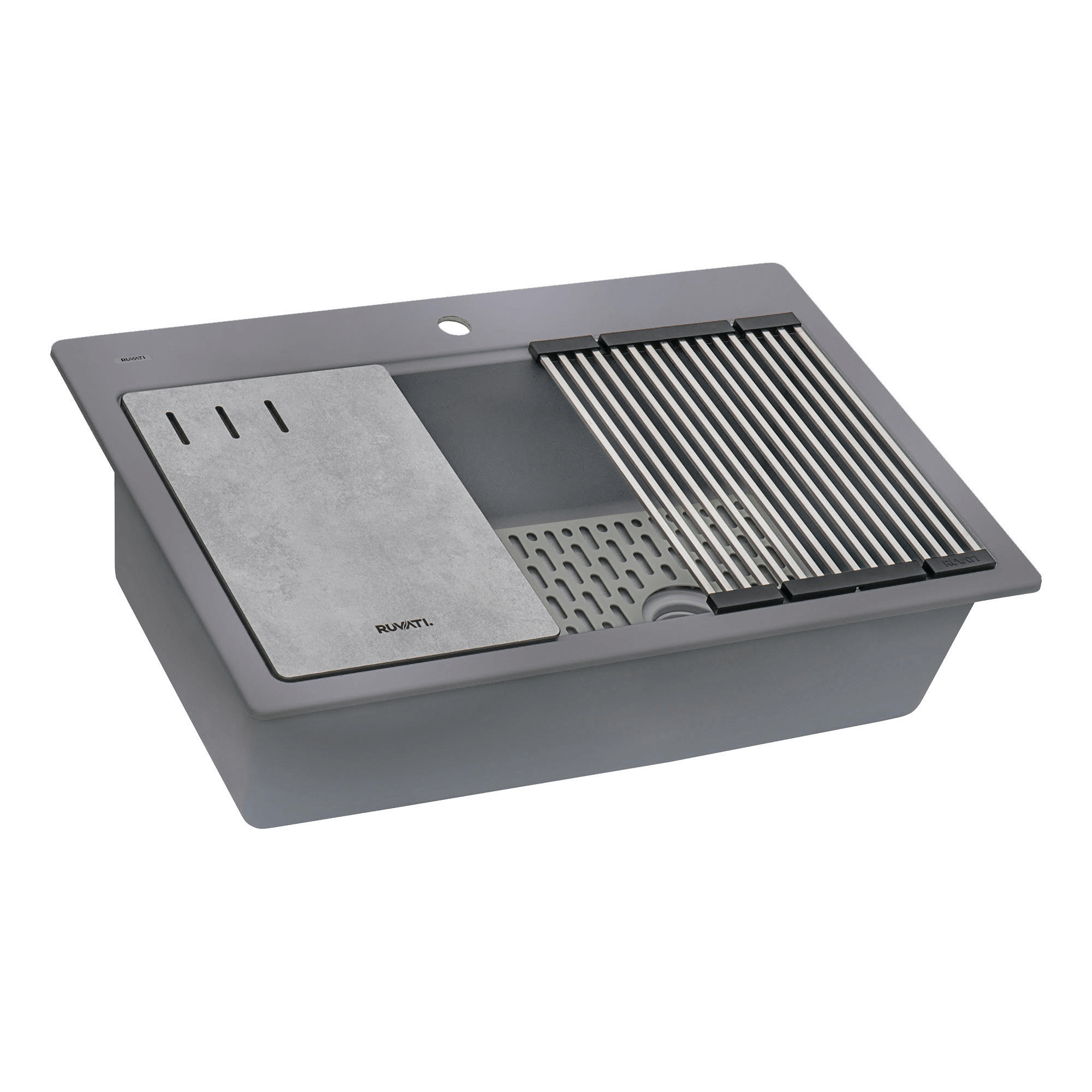 Ruvati 33" Granite Composite Workstation Drop-in Topmount Kitchen Sink Urban Gray - RVG1302UG