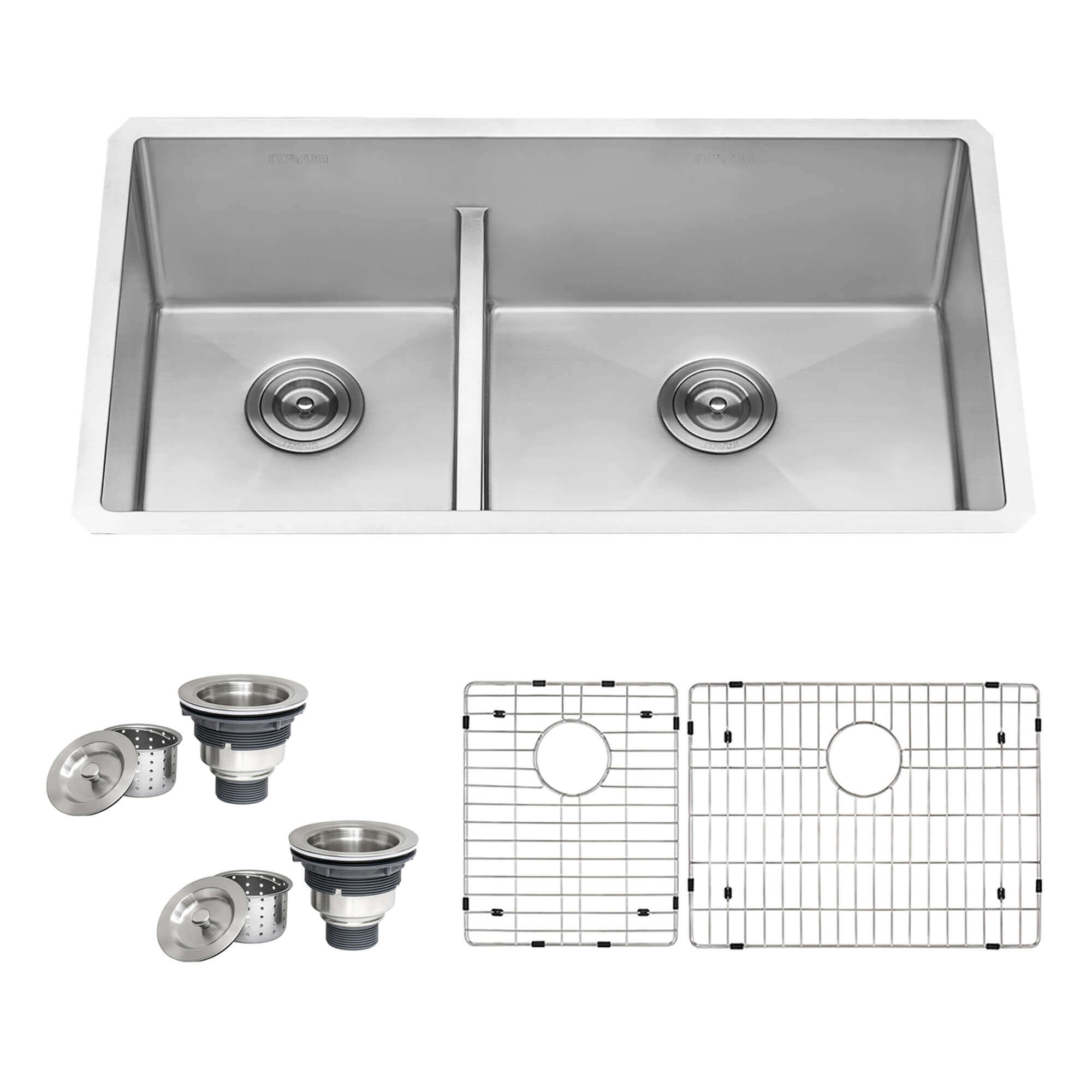 Ruvati 33" Low-Divide Undermount 40/60 Double Bowl Sink