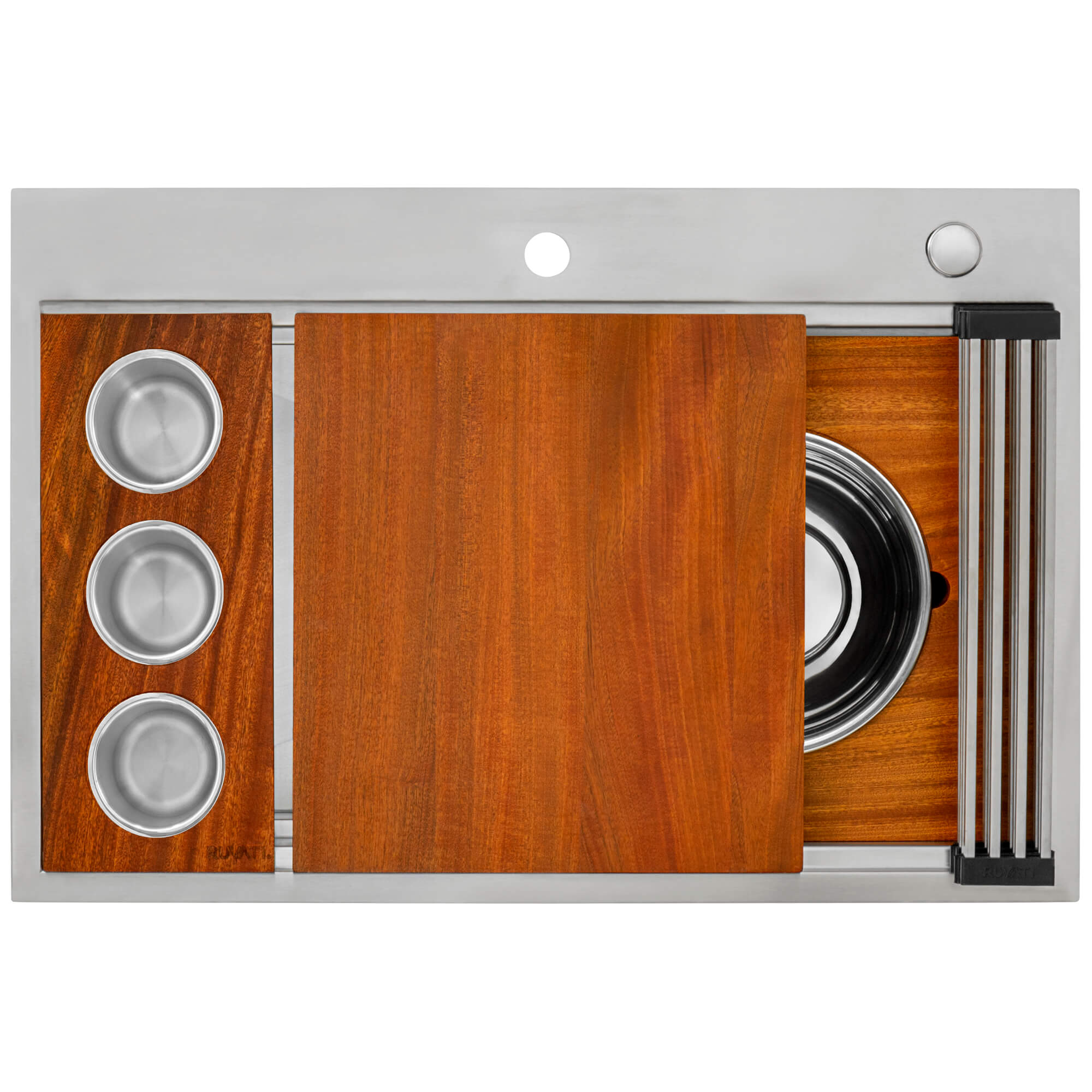 Ruvati 33" Stainless Topmount Two-Tiered Workstation Kitchen Sink