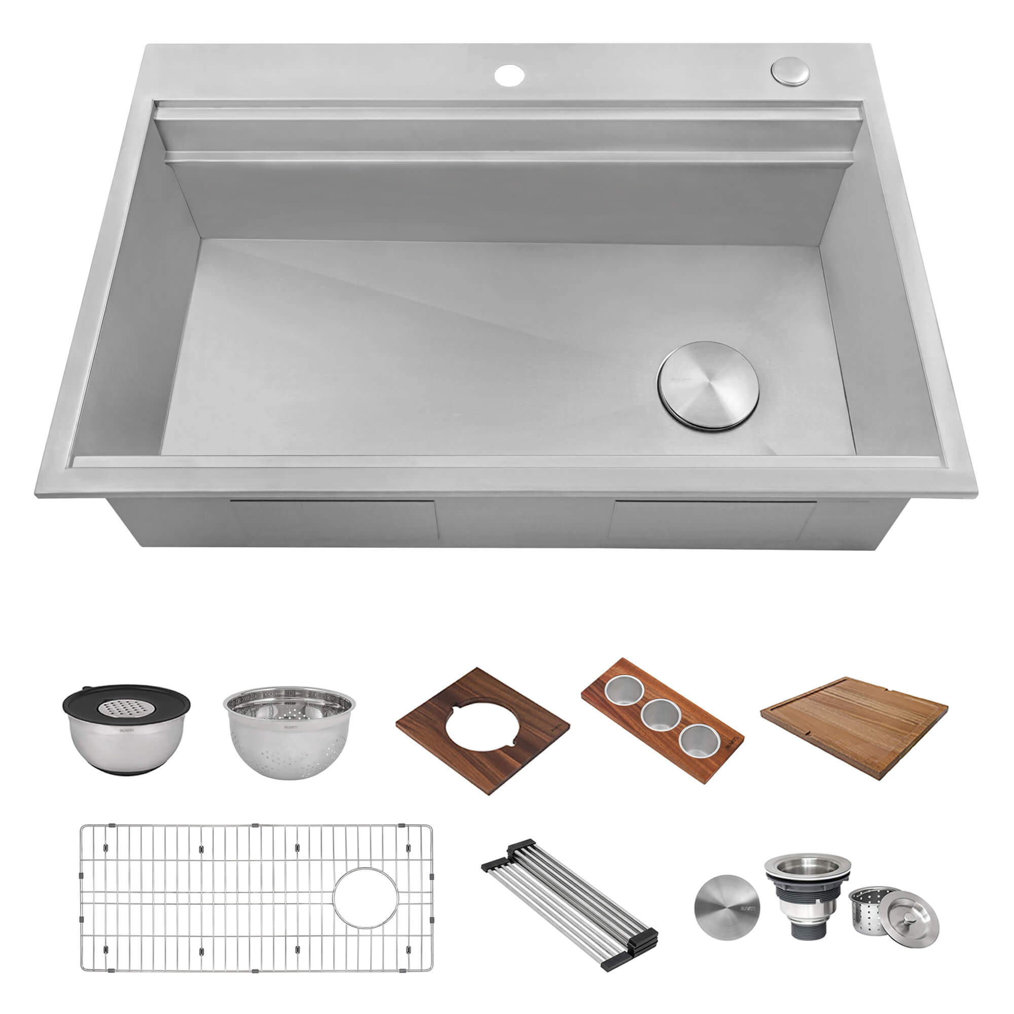 Ruvati 33" Stainless Topmount Two-Tiered Workstation Kitchen Sink