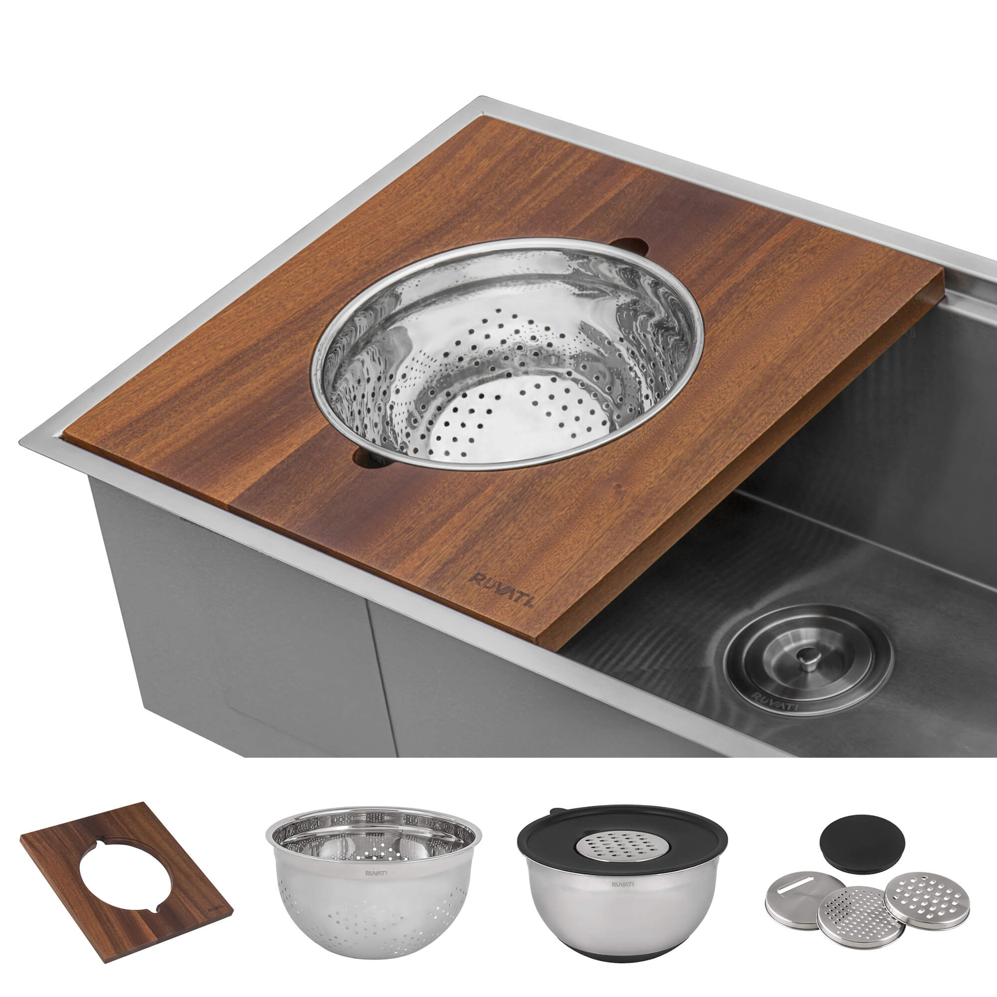 Ruvati 33" Stainless Topmount Two-Tiered Workstation Kitchen Sink