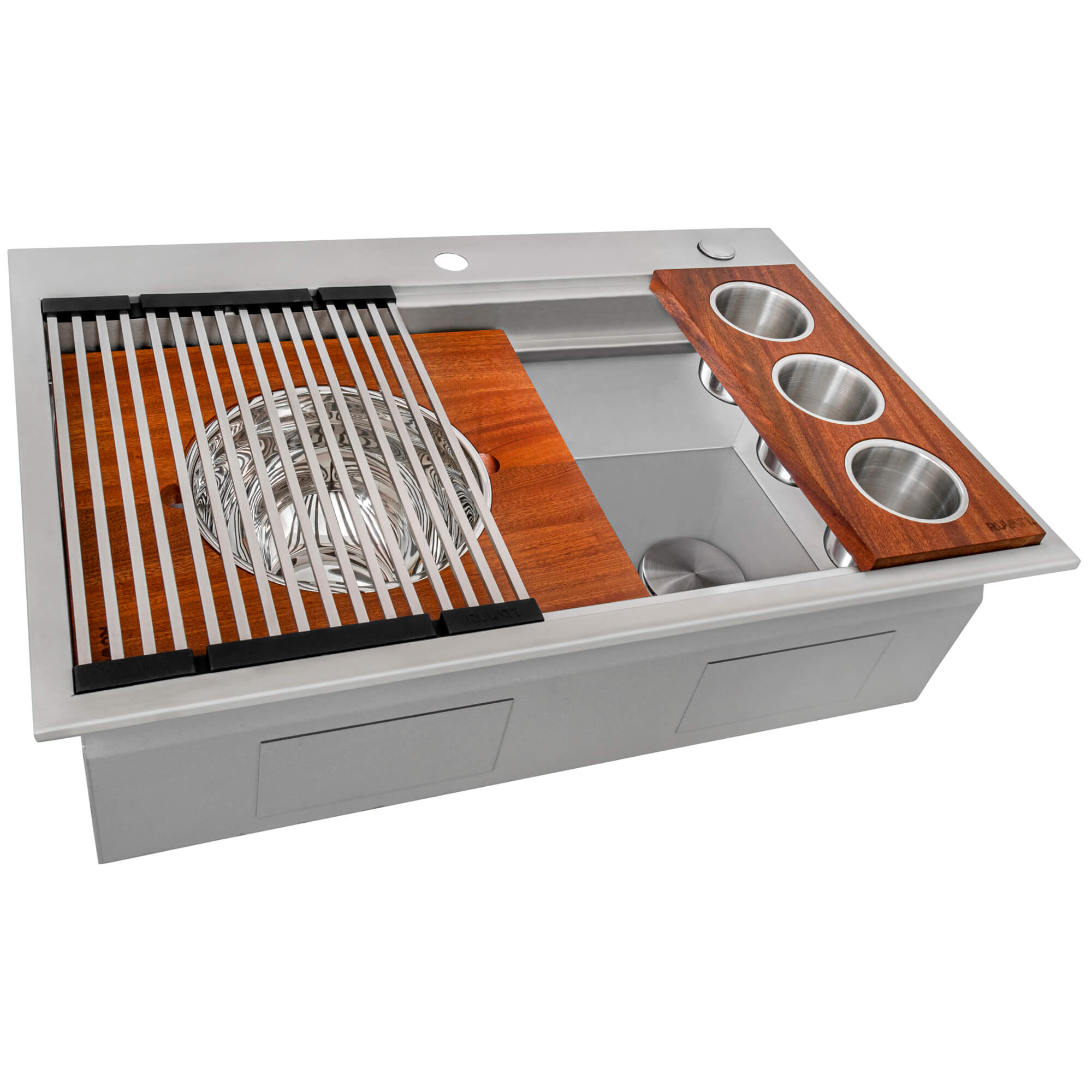 Ruvati 33" Stainless Topmount Two-Tiered Workstation Kitchen Sink