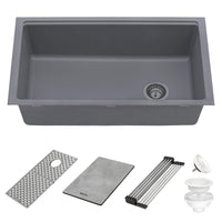 Ruvati 33" Undermount Workstation Granite Composite Kitchen Sink Urban Gray