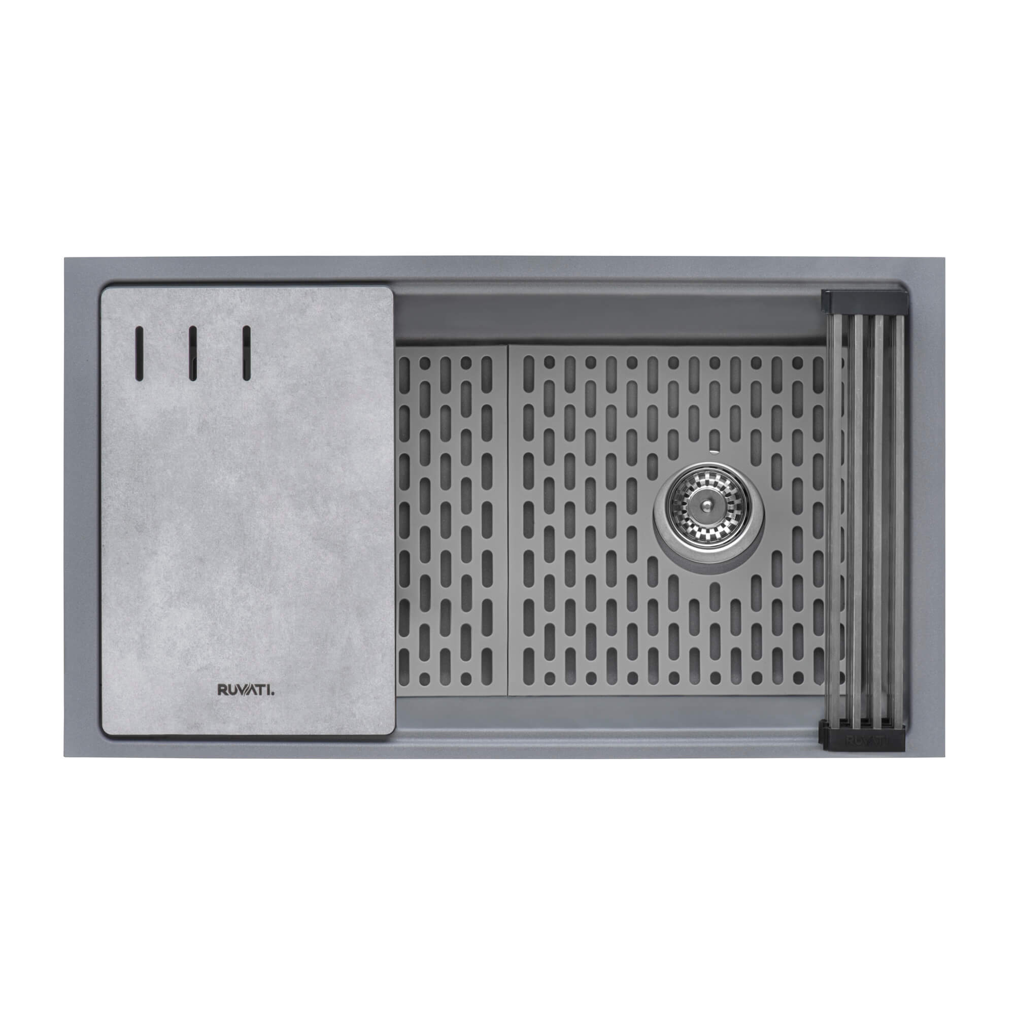 Ruvati 33" Undermount Workstation Granite Composite Kitchen Sink Urban Gray - RVG2302UG