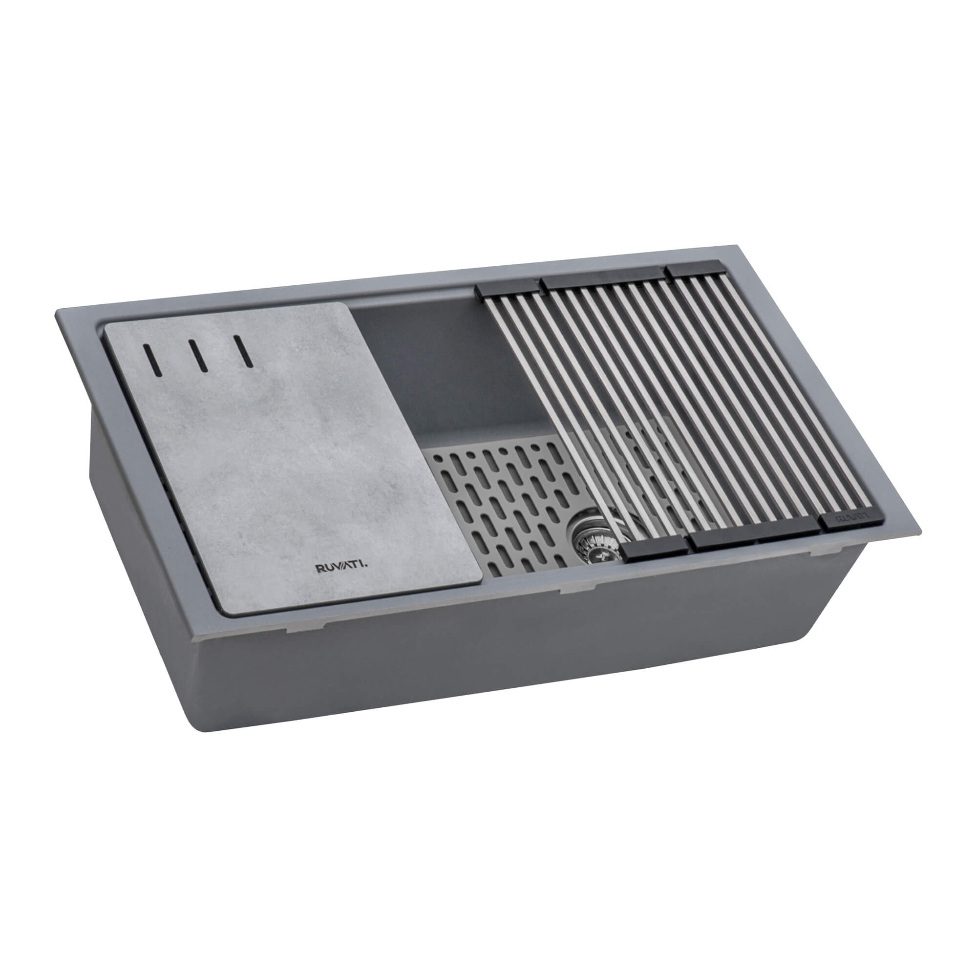 Ruvati 33" Undermount Workstation Granite Composite Kitchen Sink Urban Gray - RVG2302UG