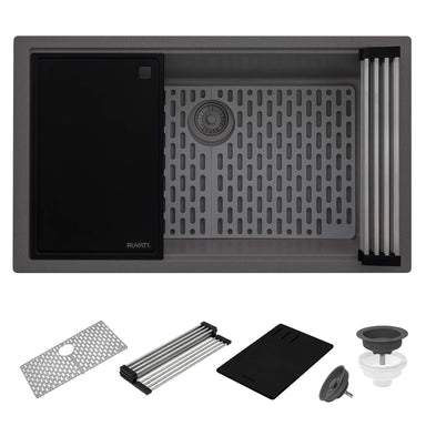 Ruvati 33" Undermount Workstation Granite Composite Kitchen Sink Urban Gray - RVG2306UG