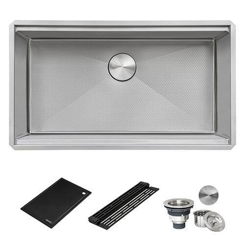 Ruvati 33" Workstation Scratch Resistant Hex Bottom Stainless Steel Kitchen Sink