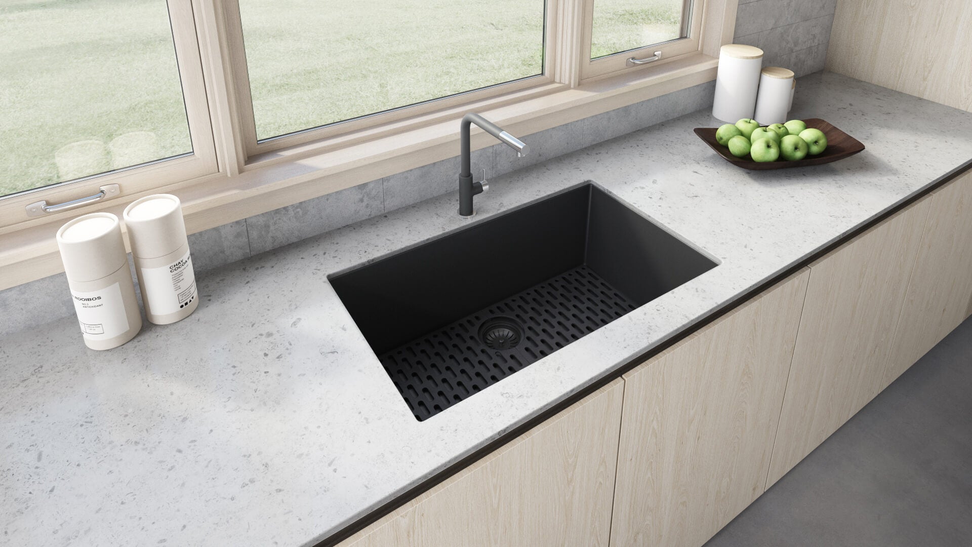 Ruvati 33" x 19" Granite Composite Undermount Single Bowl Kitchen Sink - Midnight Black