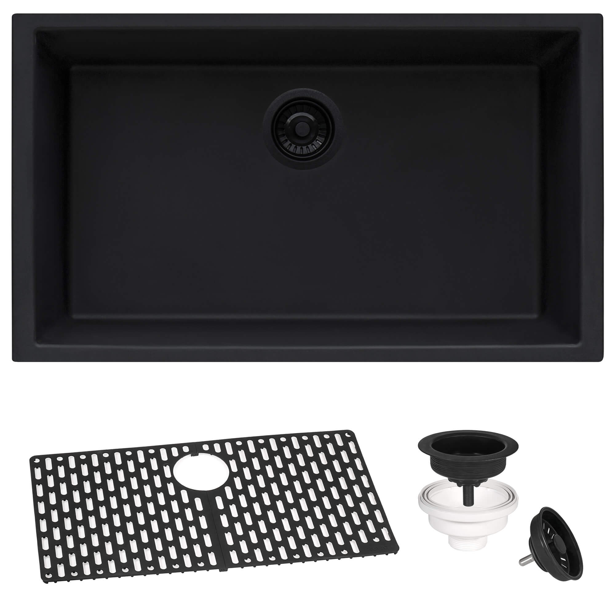 Ruvati 33" x 19" Granite Composite Undermount Single Bowl Kitchen Sink - Midnight Black