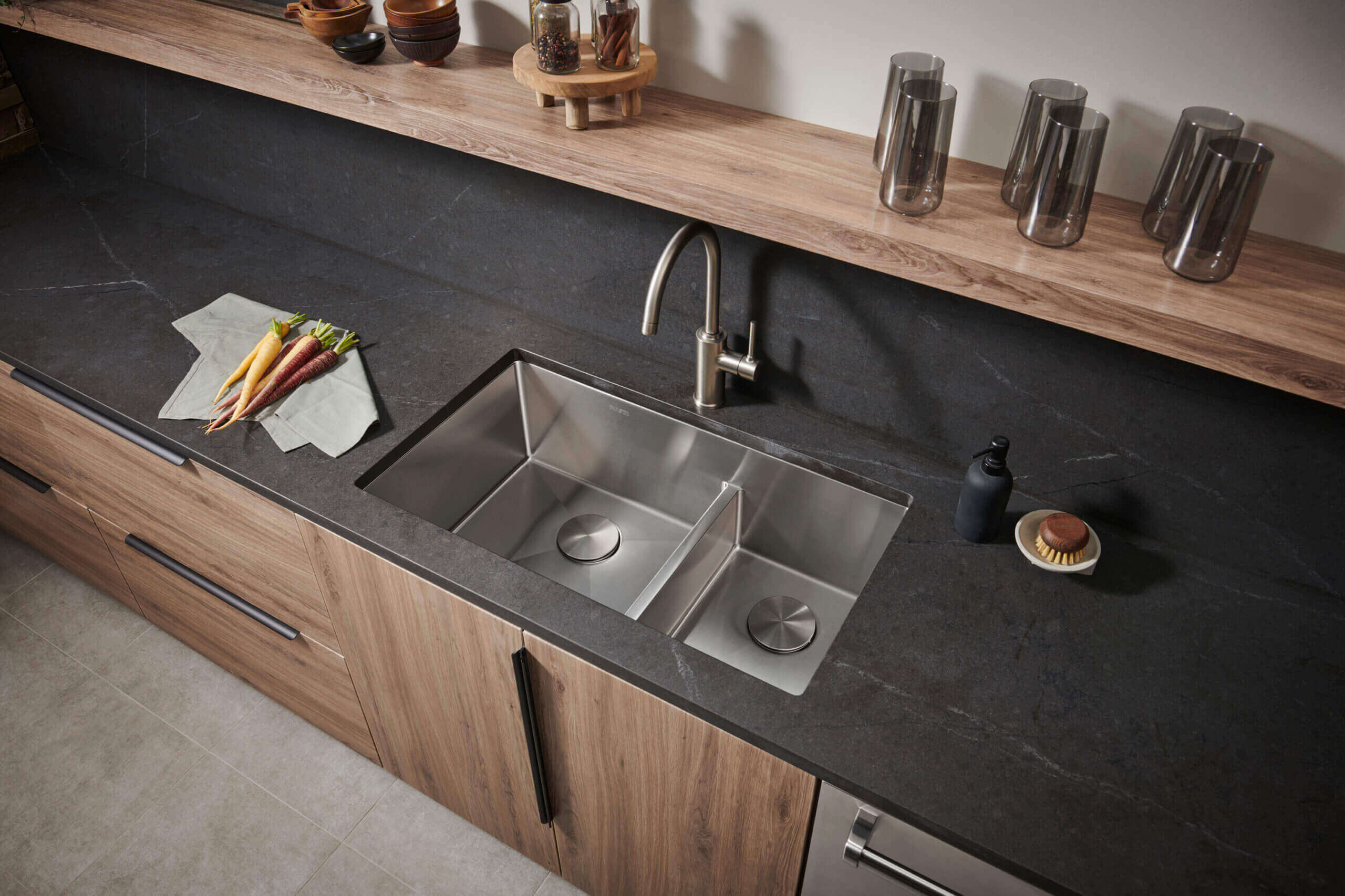 Ruvati 36" Double Bowl Kitchen Sink with Low Divder