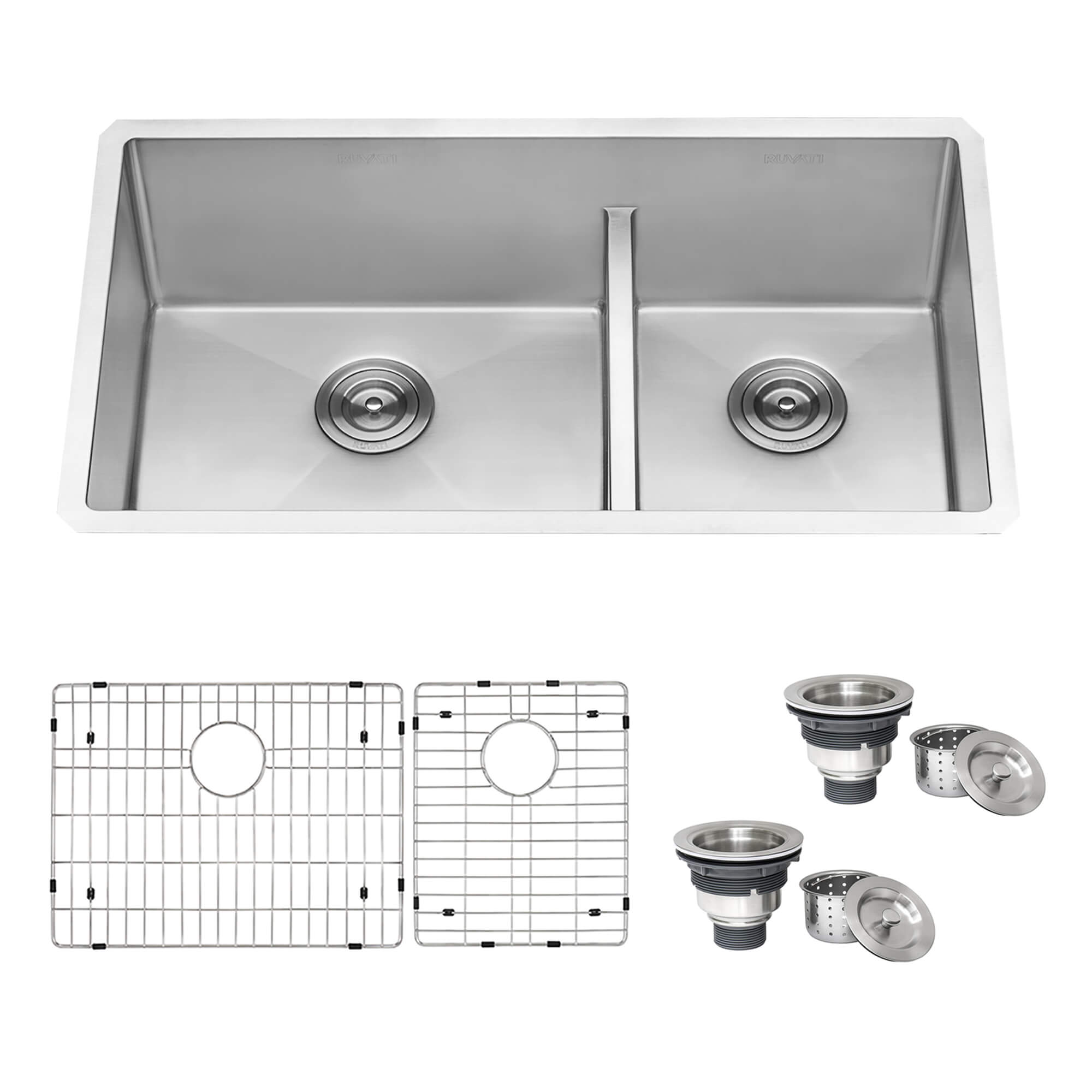 Ruvati 36" Double Bowl Kitchen Sink with Low Divder