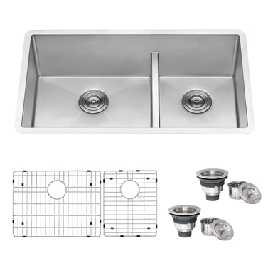 Ruvati 36" Double Bowl Kitchen Sink with Low Divder