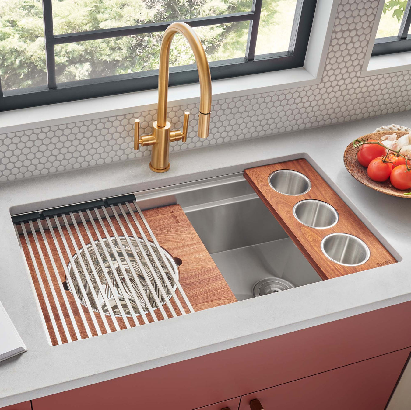 Ruvati 36" Dual Tier Undermount Workstation Kitchen Sink