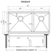 Ruvati 36" Undermount Workstation 60/40 Bowl Kitchen Sink