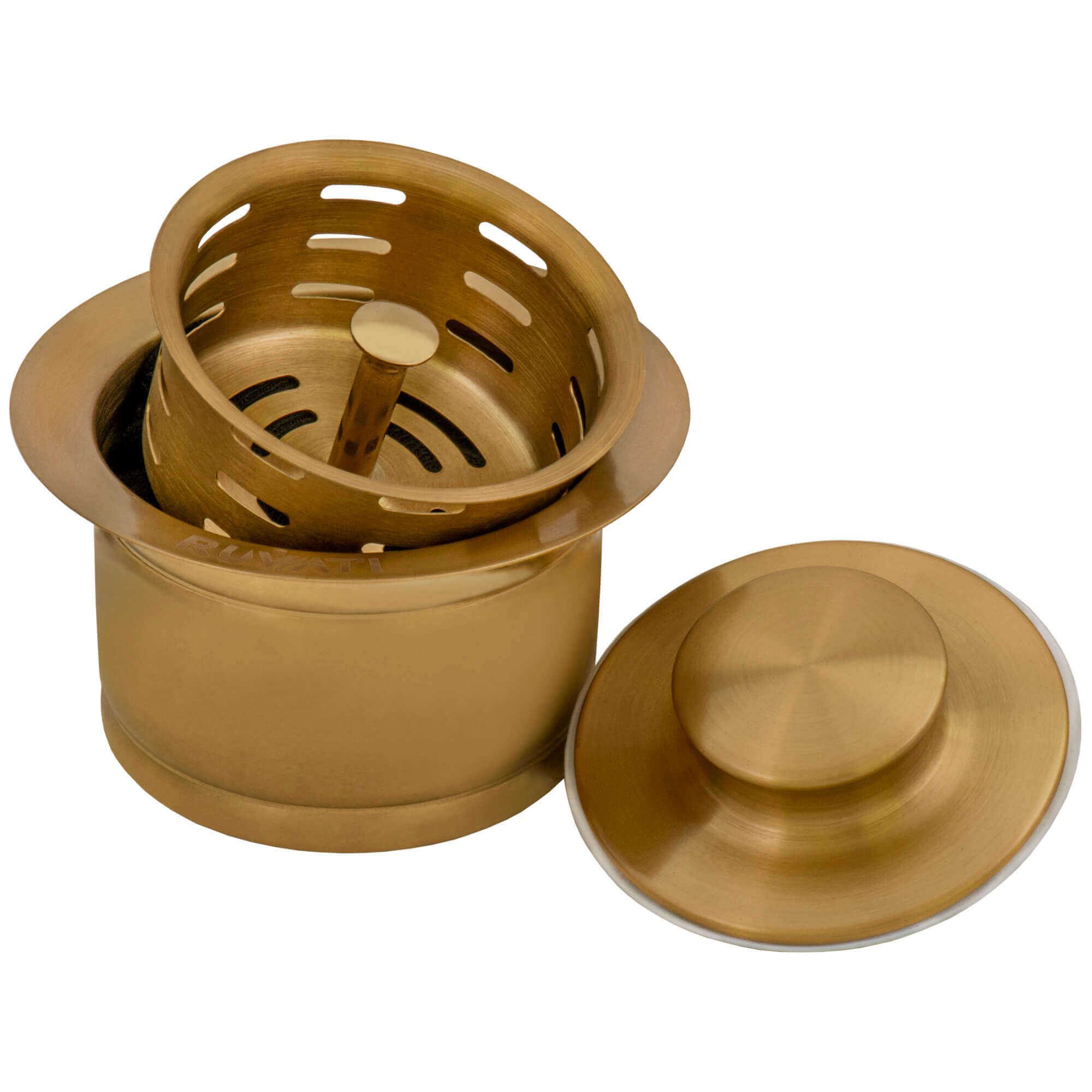 Ruvati Extended Garbage Disposal Flange Basket and Stopper in Brushed Gold