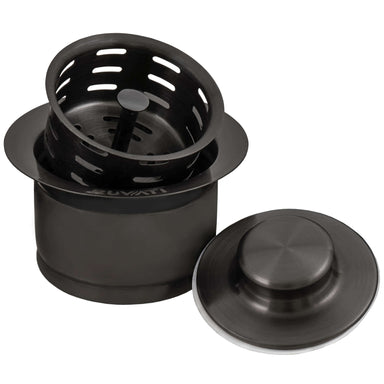 Ruvati Extended Garbage Disposal Flange with Basket and Stopper in Gunmetal