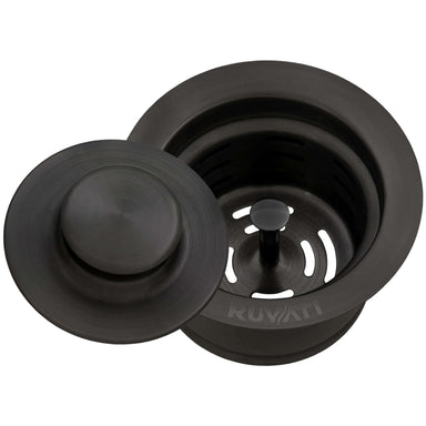 Ruvati Extended Garbage Disposal Flange with Basket and Stopper in Gunmetal
