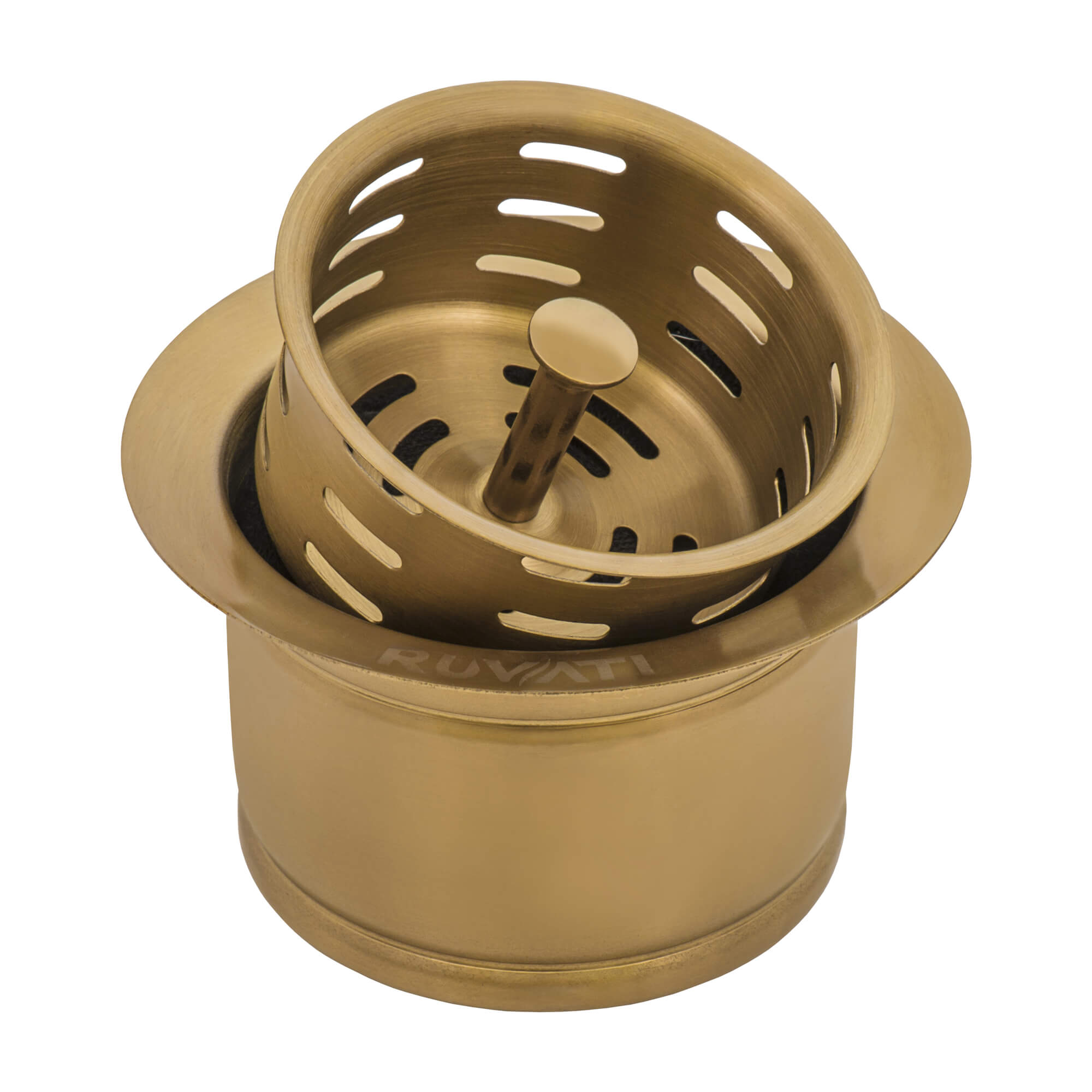 Ruvati Extended Garbage Disposal Flange with Deep Basket Strainer in PVD