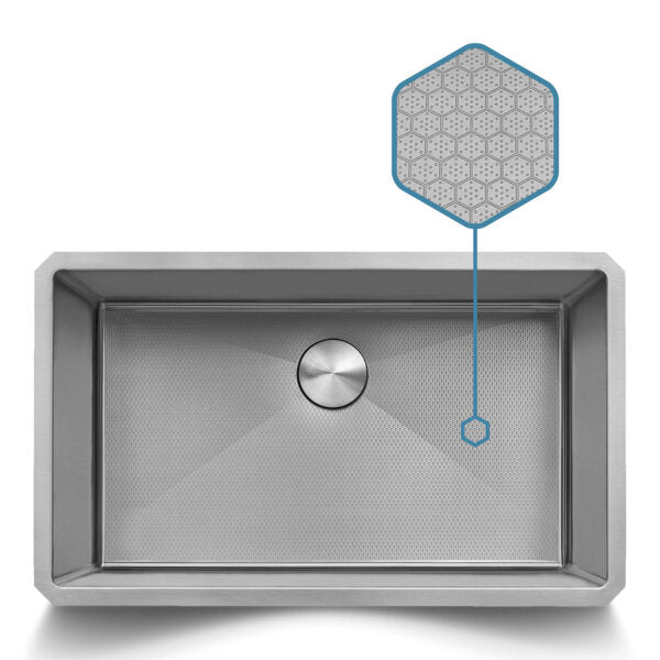 Ruvati Hex Bottom 30" Single Bowl Scratch Resistant Texture Kitchen Sink