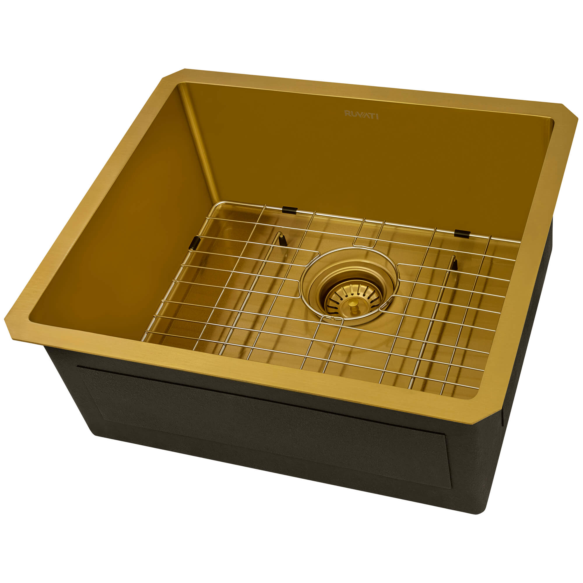 Ruvati RVH7121GG 21" Undermount Tight Radius Matte Gold Stainless Steel Single Bowl Kitchen Sink