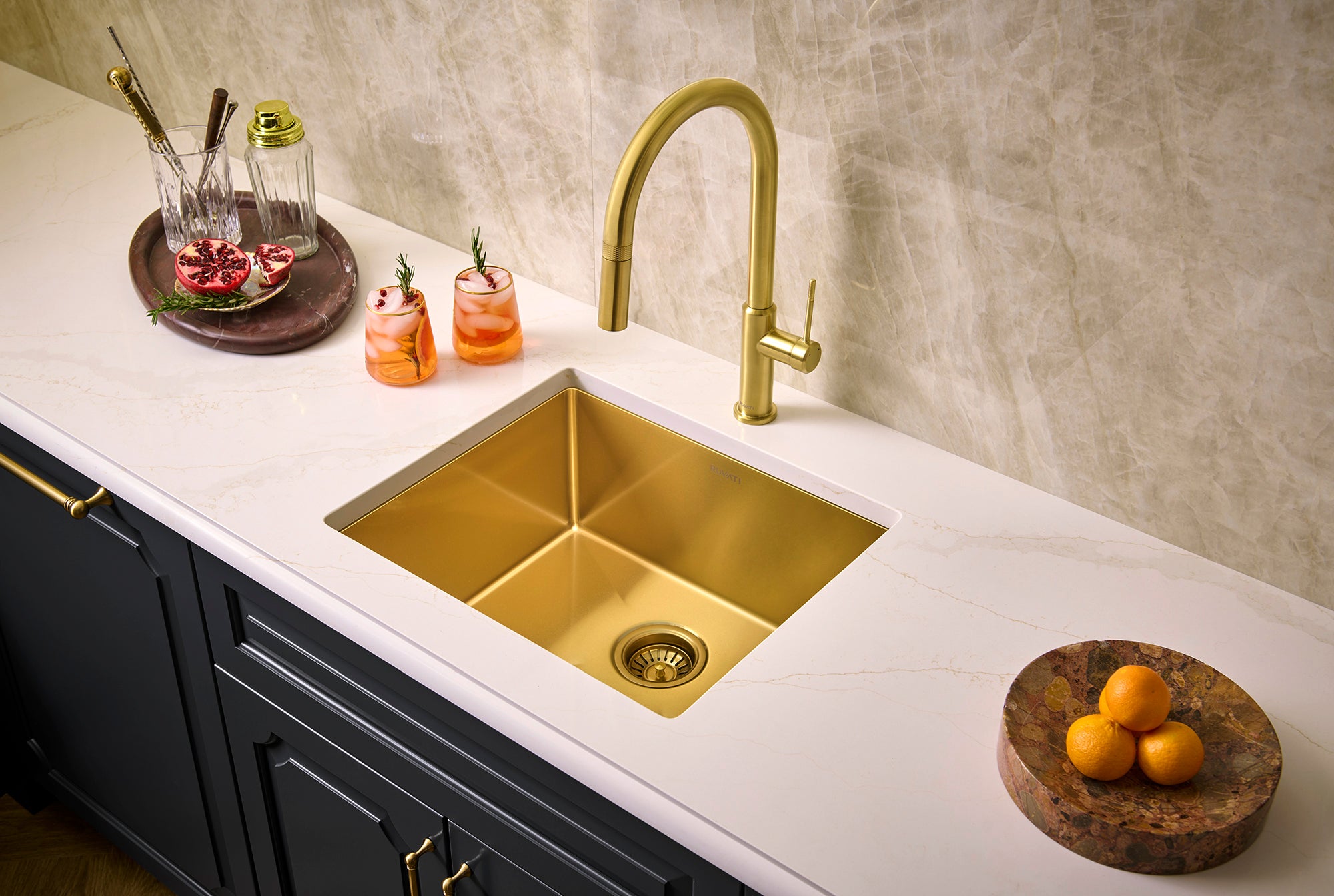 Ruvati RVH7121GG 21" Undermount Tight Radius Matte Gold Stainless Steel Single Bowl Kitchen Sink