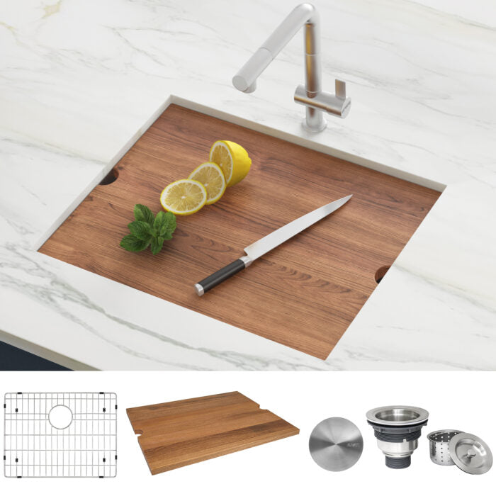 Ruvati RVH8319 18" Undermount 16 Gauge Workstation Prep Sink