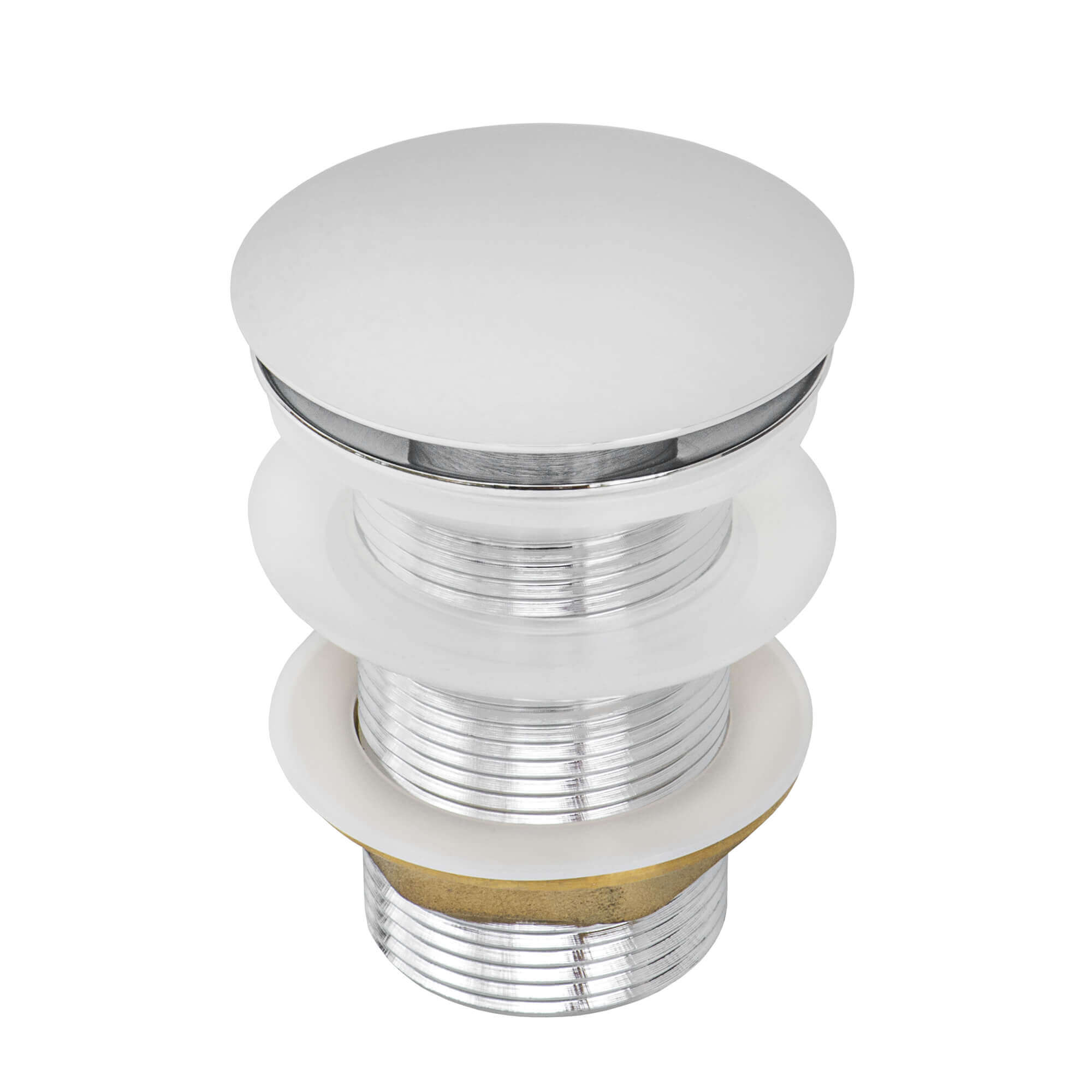 Ruvati Umbrella Style Push Pop-up Drain for Bathroom Sinks without Overflow in Chrome Finish