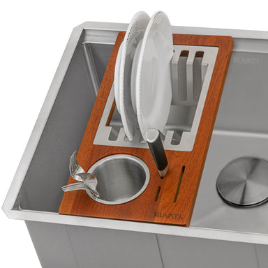 Ruvati Wood Workstation Sink Silverware and Plate Caddie
