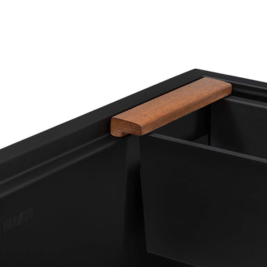 Ruvati Workstation Sink Replacement Colander 17 inch Black Stainless Steel with Wooden Handles - RVA1317BL