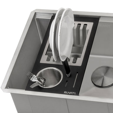 Ruvati Workstation Sink Silverware and Plate Caddie