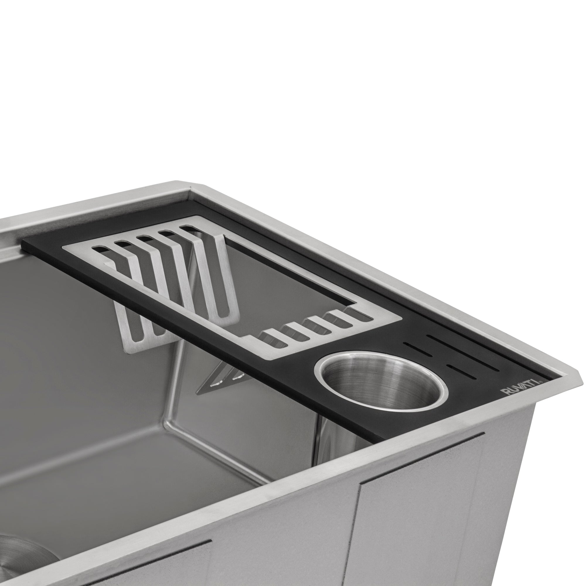 Ruvati Workstation Sink Silverware and Plate Caddie