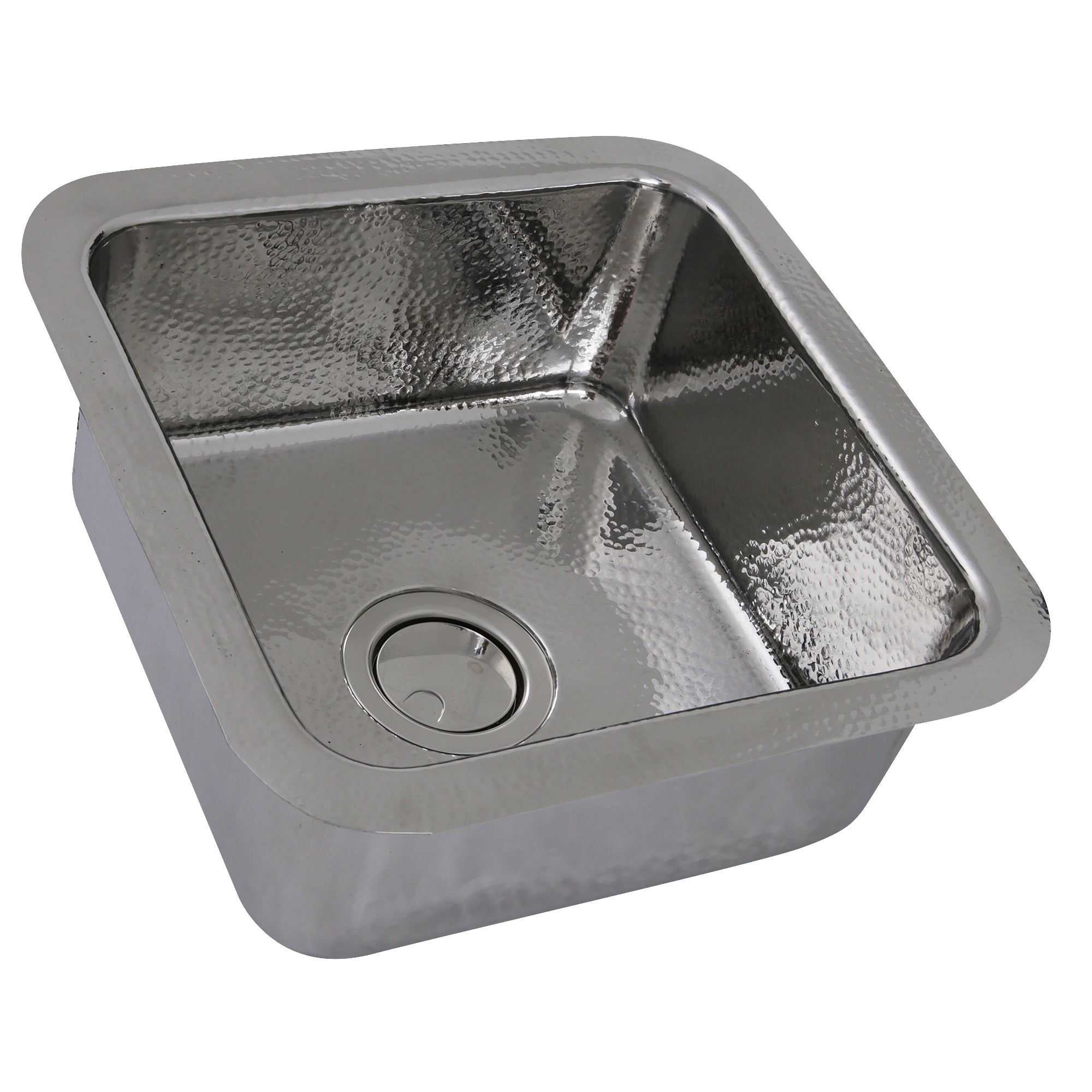 Nantucket Sinks SQRS-7 16.5" Square Hammered Stainless Bar Sink