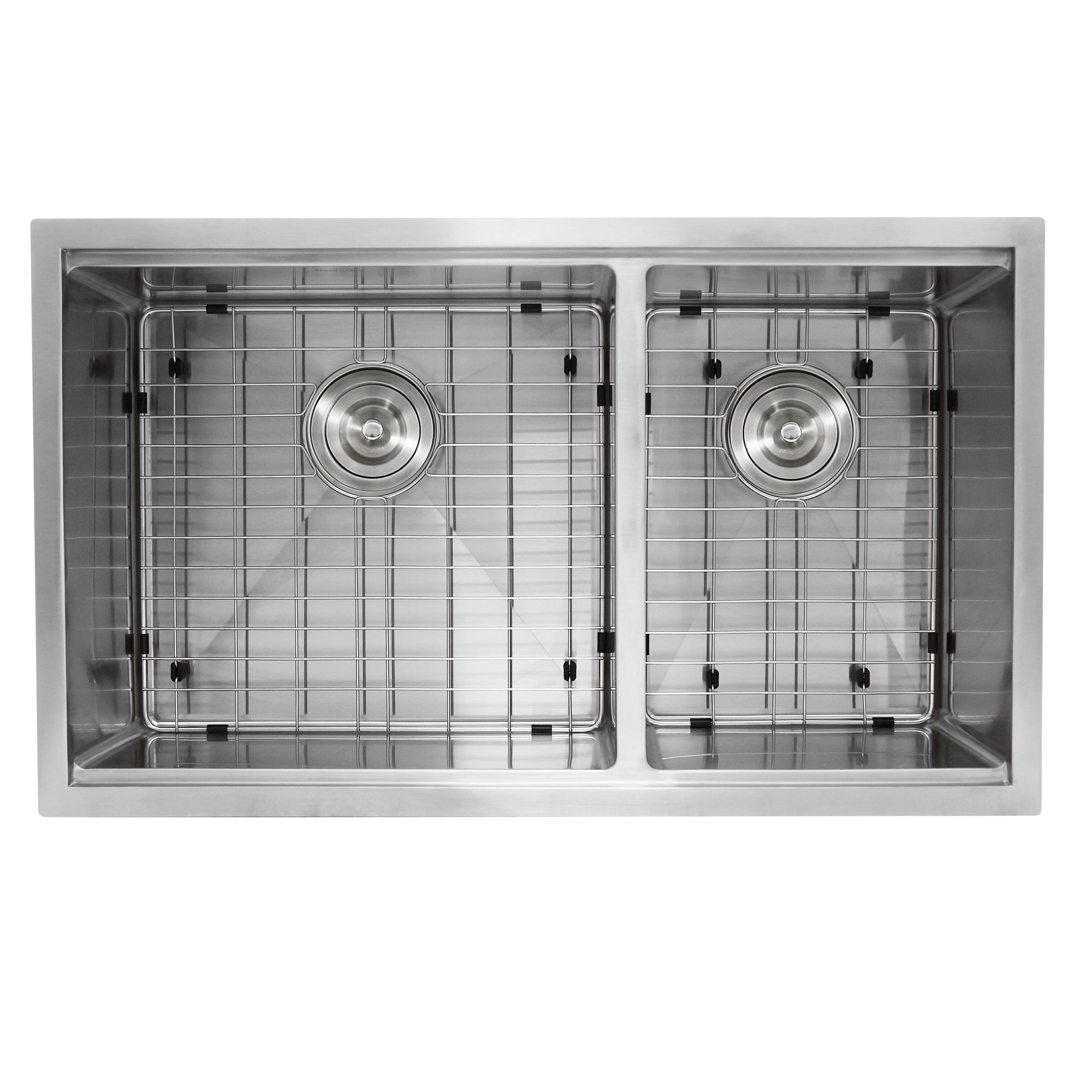 Nantucket Sinks SR-PS-3219-OS-16 Offset Double Bowl Workstation Small Radius Undermount Stainless Sink with Accessories
