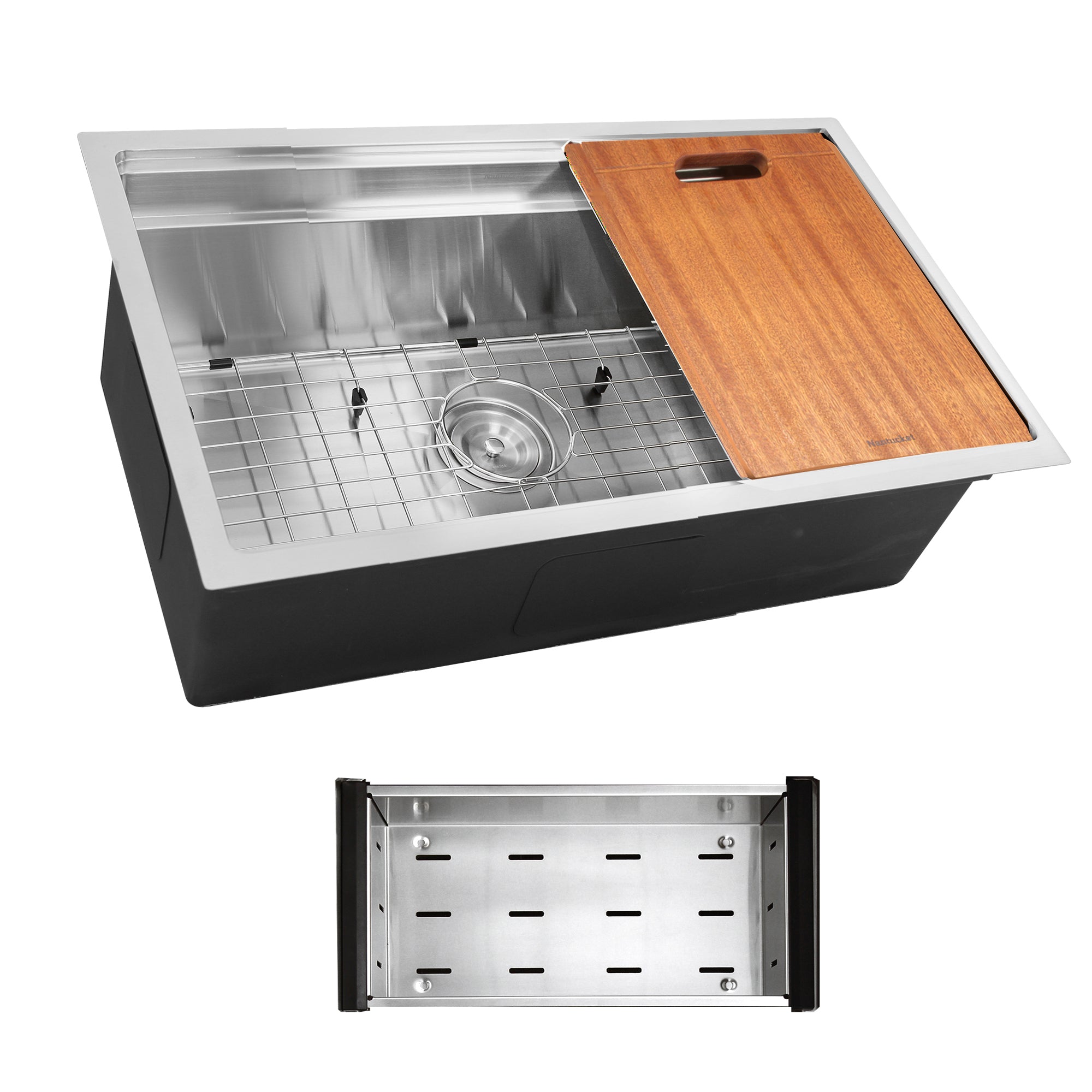 Nantucket Sinks SR-PS2-2818-16 - 28" Pro Series Workstation Single Bowl Undermount Stainless Steel Kitchen Sink with Included Accessories