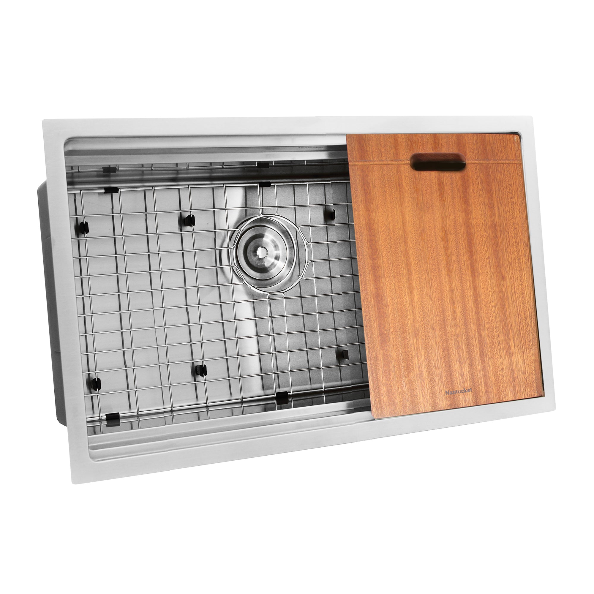 Nantucket Sinks SR-PS2-2818-16 - 28" Pro Series Workstation Single Bowl Undermount Stainless Steel Kitchen Sink with Included Accessories